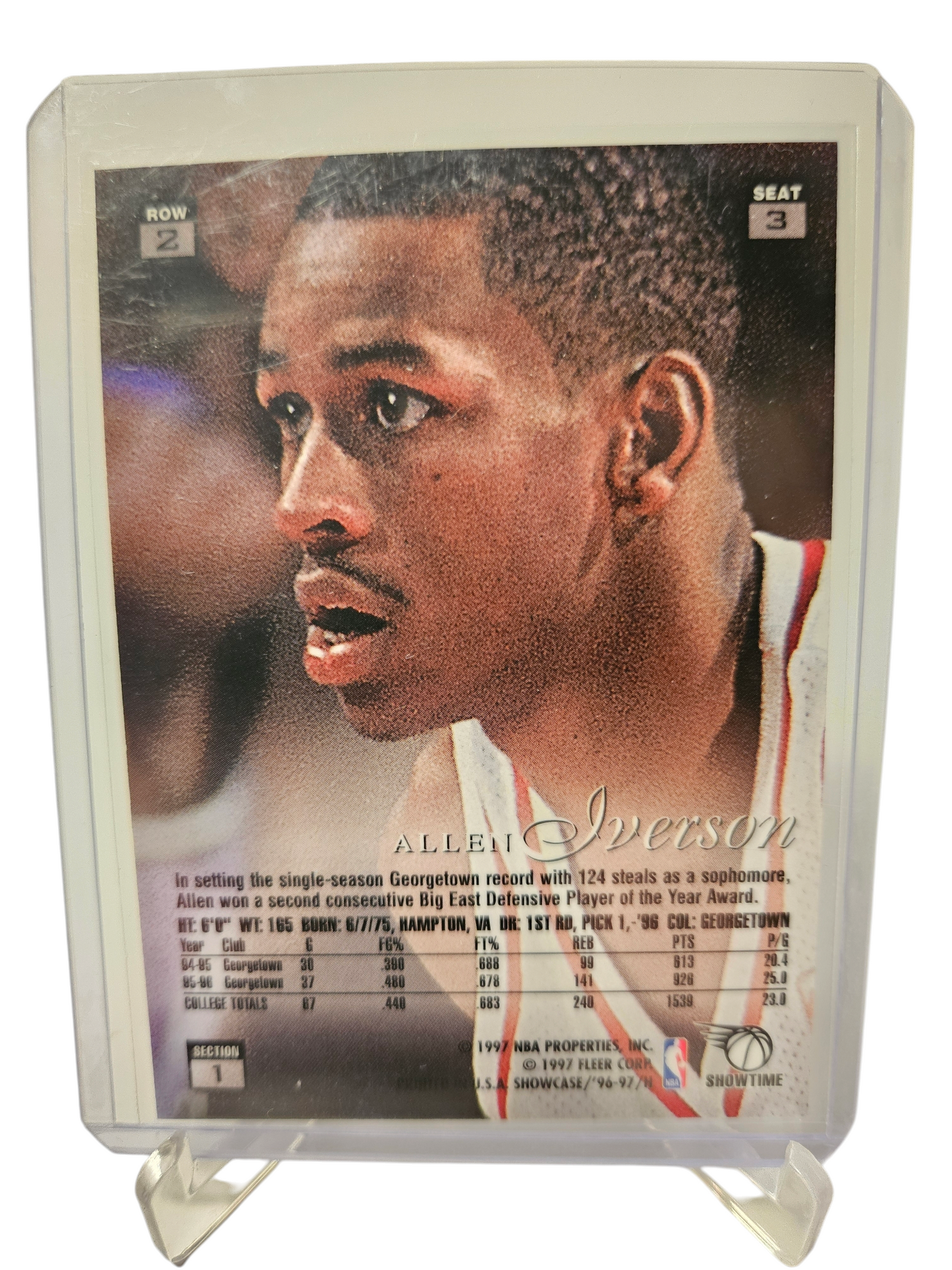 1996-97 Flair #2 3 1 Allen Iverson Rookie Card Flair Showcase