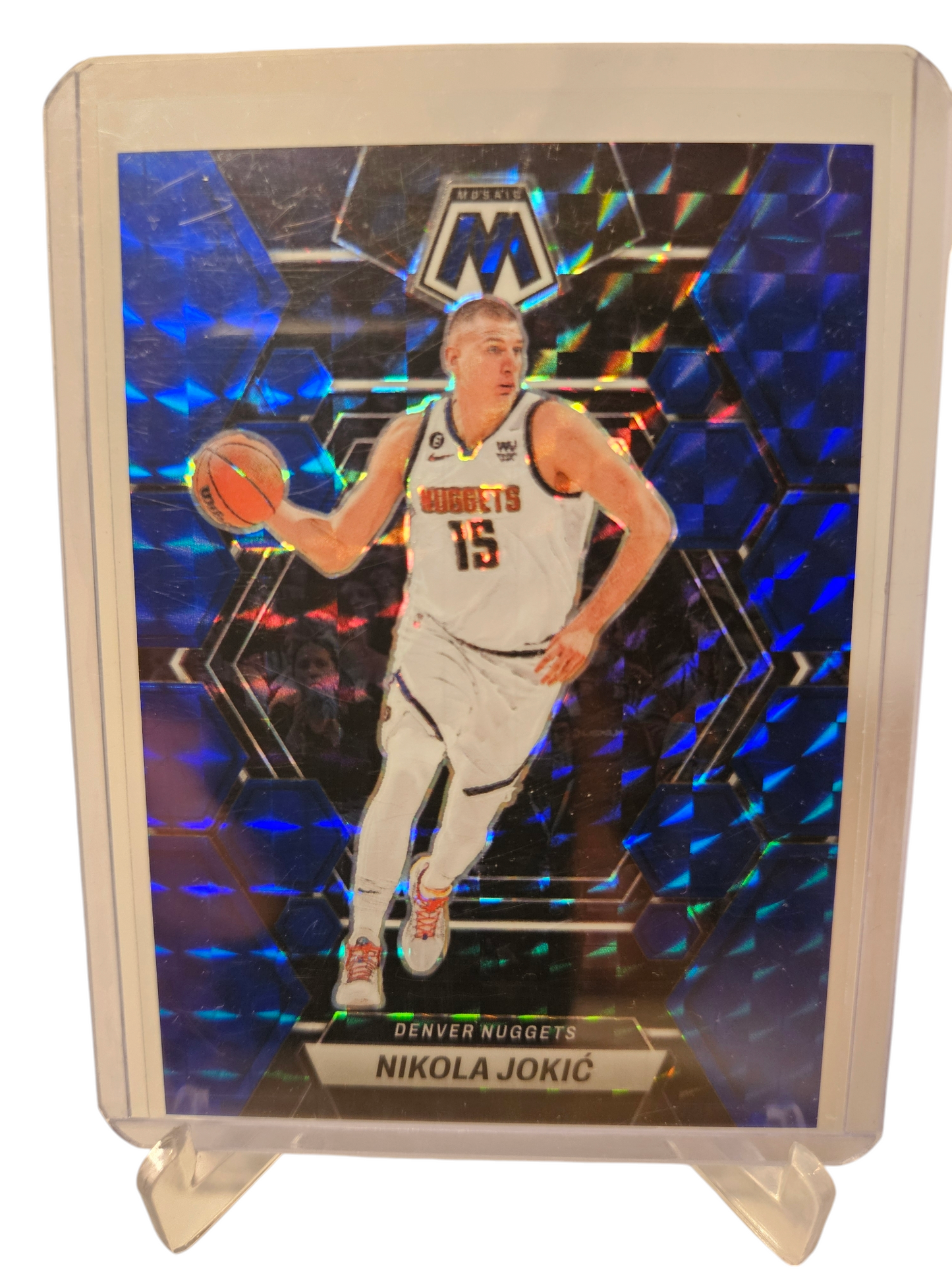 2022-23 Panini Mosaic #168 Nikola Jokic Blue Mosaic Prizm 023/199