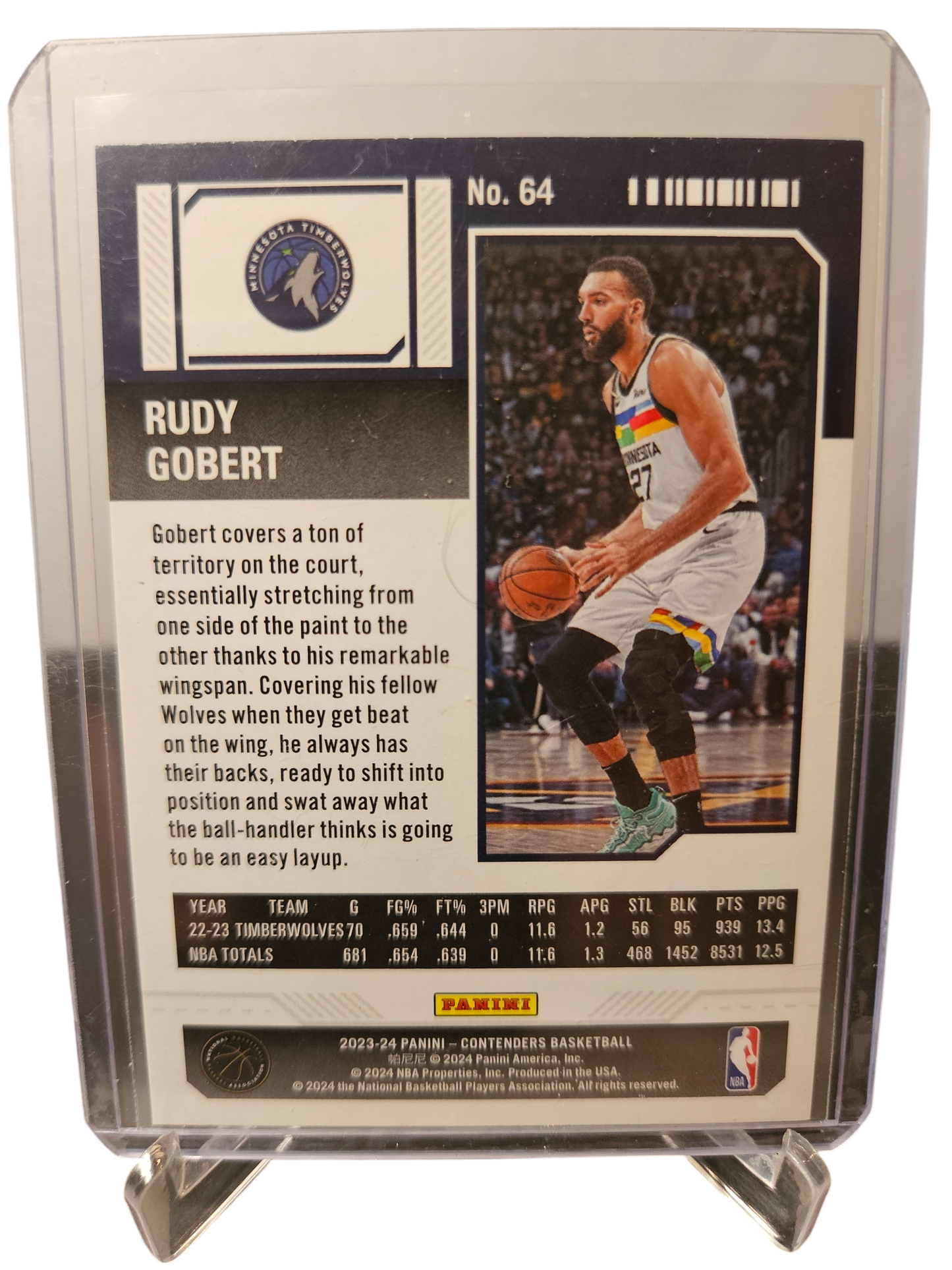 2023-24 Panini Contenders #64 Rudy Gobert Game Ticket Red