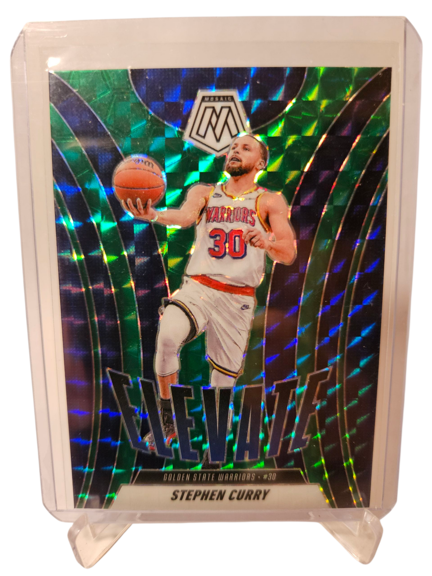 2024-25 Panini Mosaic #24 Stephen Curry Elevate Green Mosaic Prizm