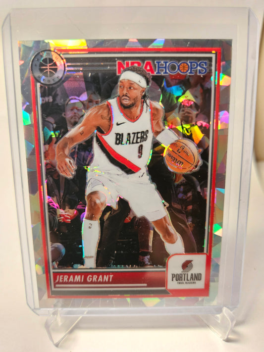 2023-24 Panini Hoops Premium Stock #22 Jerami Grant Silver Cracked Ice Prizm