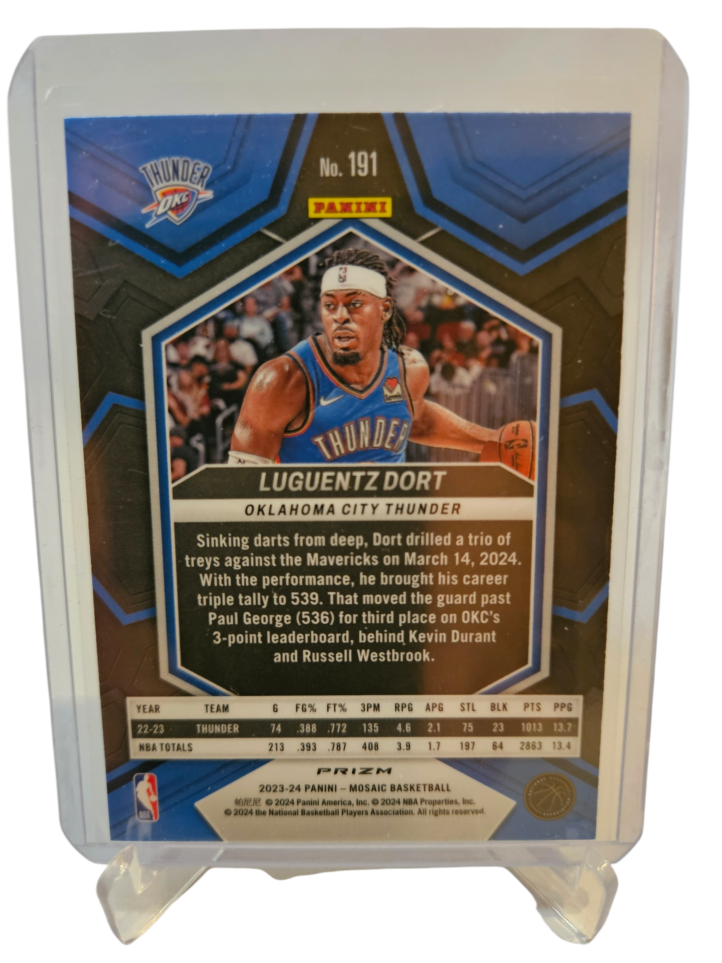 2023-24 Panini Mosaic International #191 Luguentz Dort Silver Scope Prizm