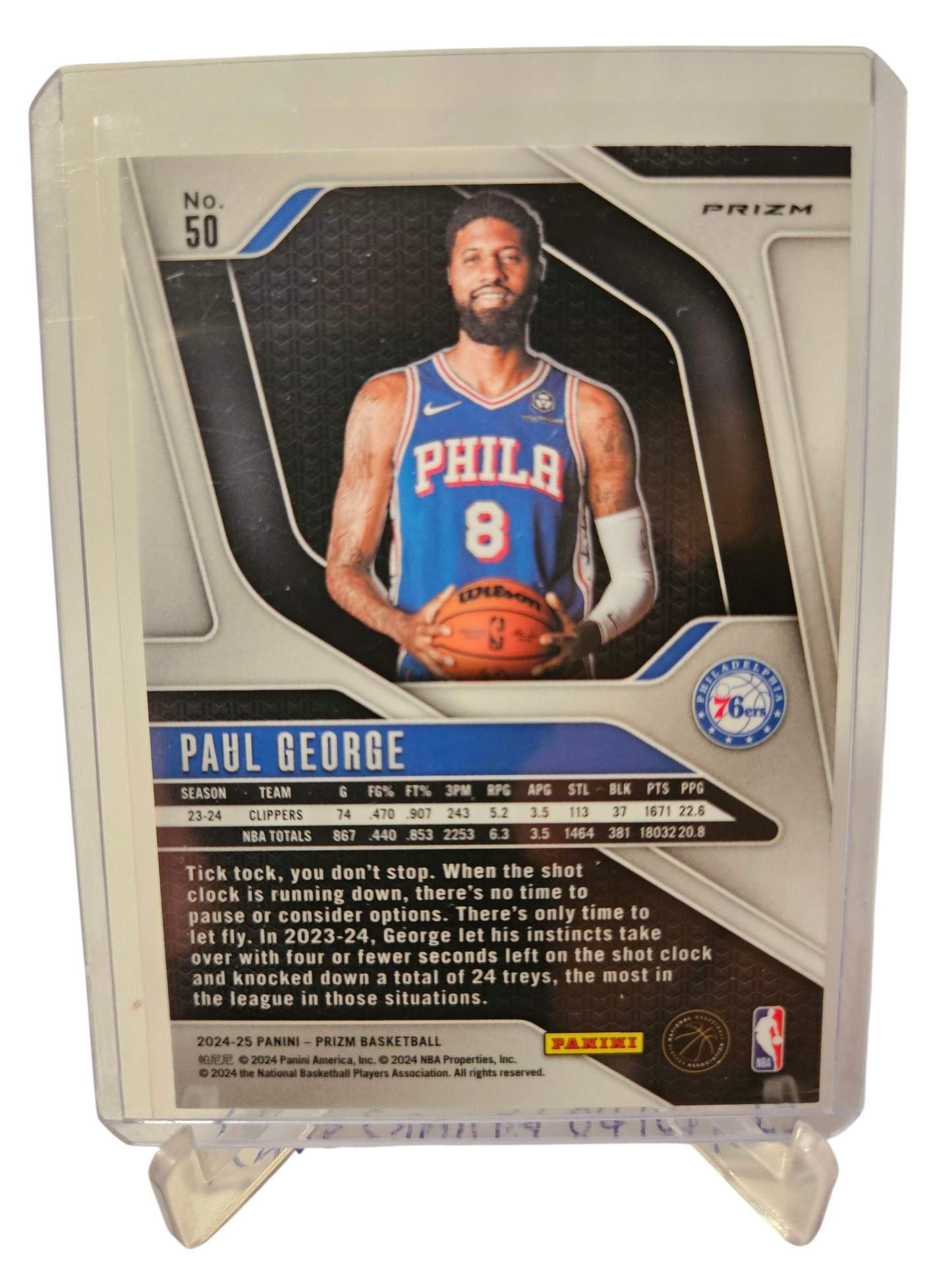 2024-25 Panini Prizm #50 Paul George Silver Cracked Ice Prizm