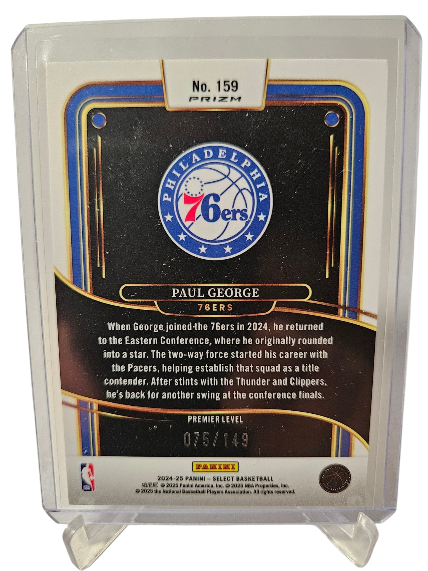 2024-25 Panini Select #159 Paul George White Prizm 075/149