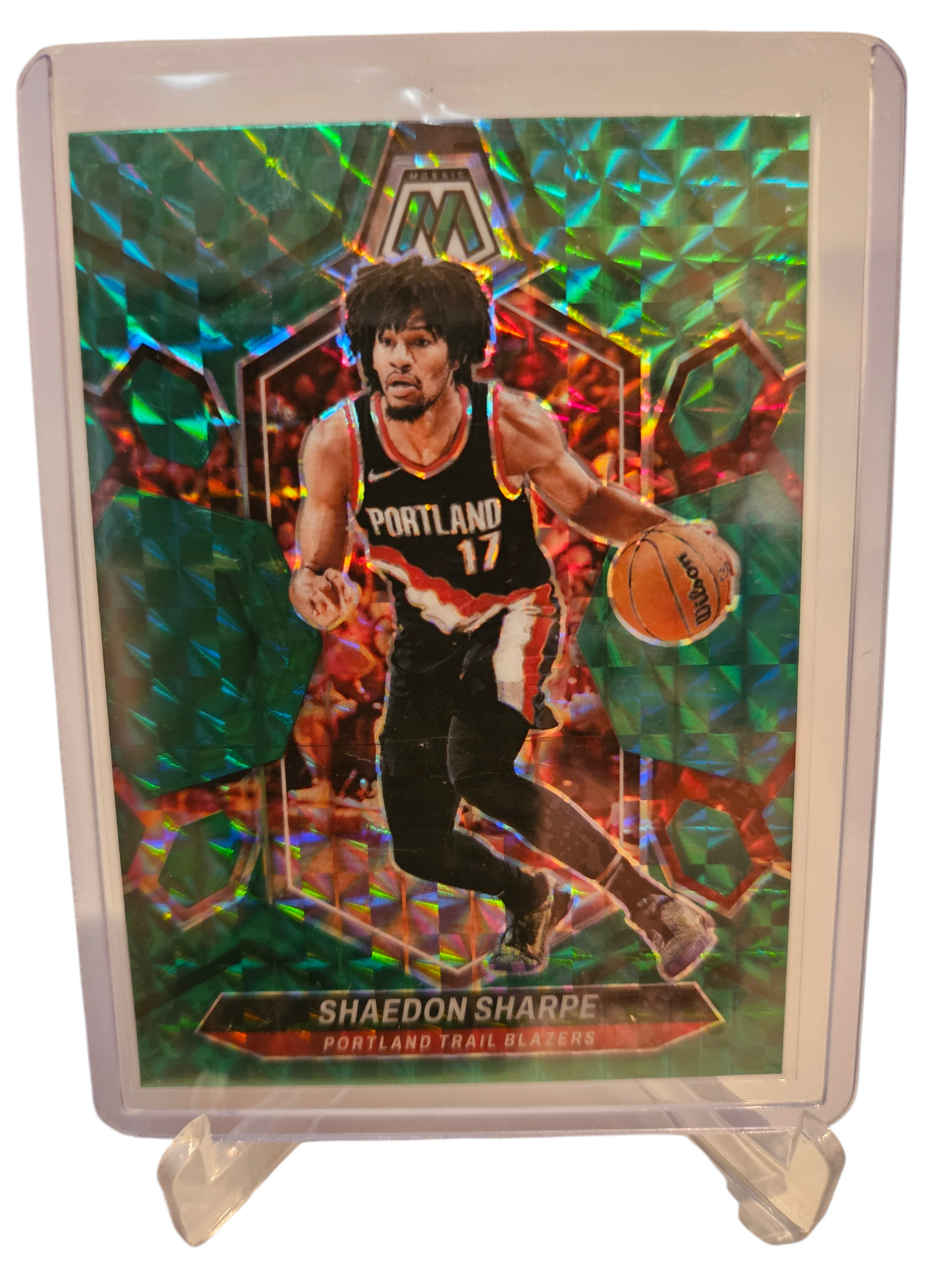 2023-24 Panini Mosaic #177 Shaedon Sharpe Green Mosaic Prizm