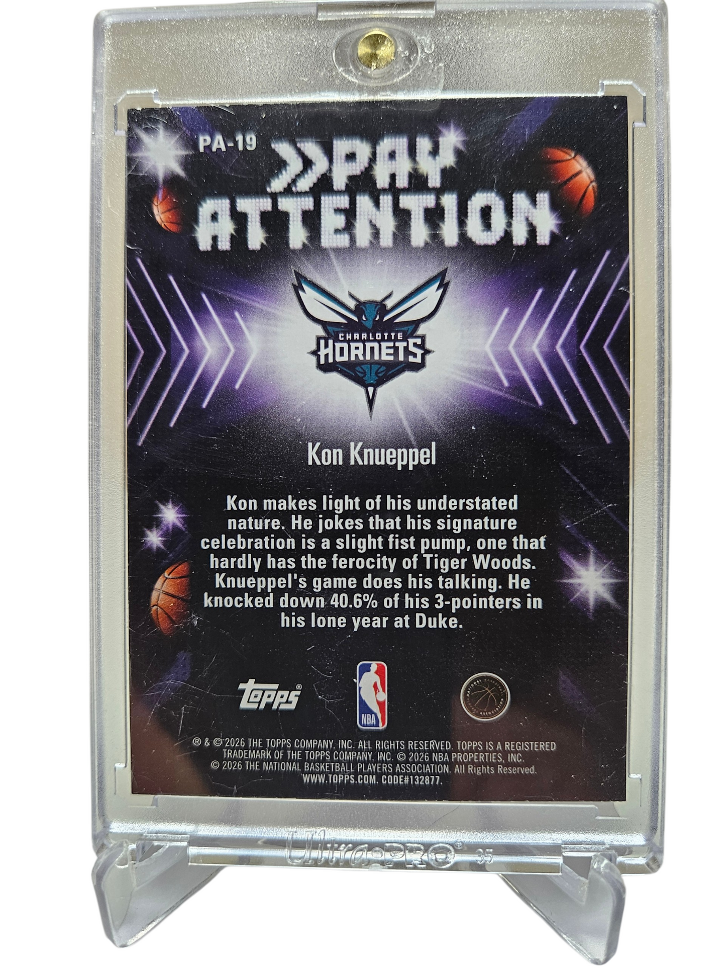 2025-26 Topps Hoops #PA-19 Kon Knueppel Rookie Card Pay Attention Rainbow Foil