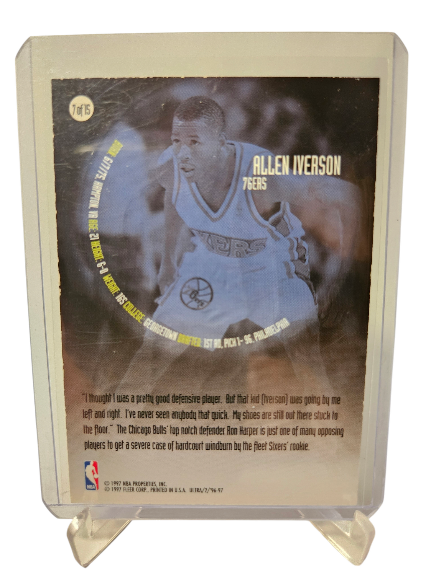 1996-97 Fleer Ultra #7 of 15 Allen Iverson Rookie Card All Rookie