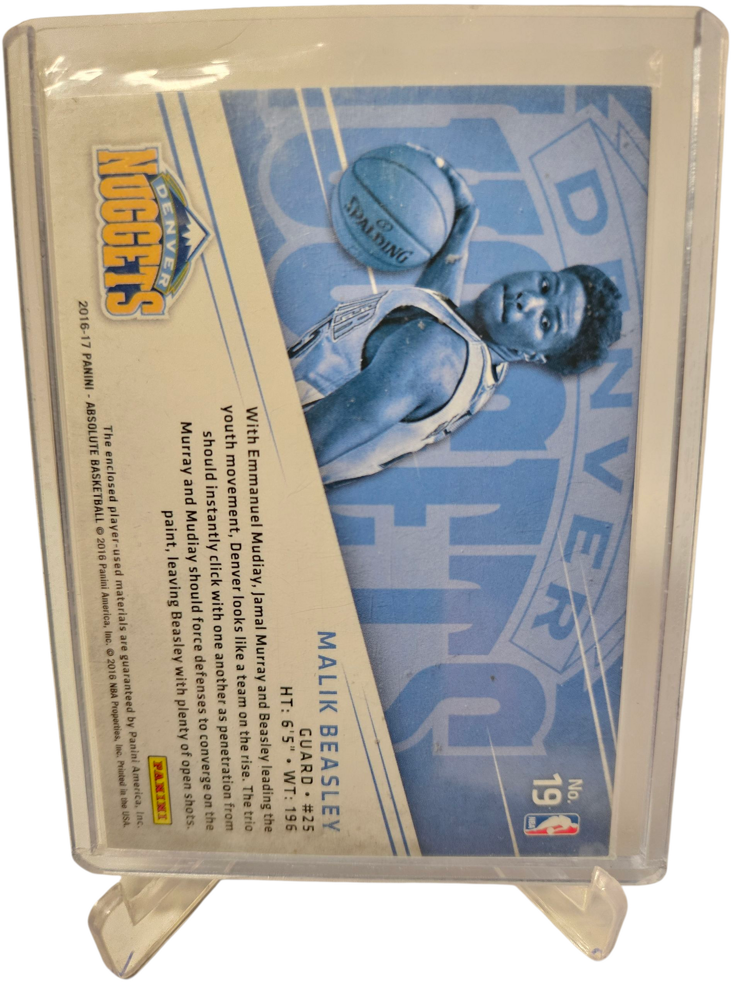 2016-17 Panini Absolute #19 Malik Beasley Tools Of The Trade Player Used Quad Patches 079/125