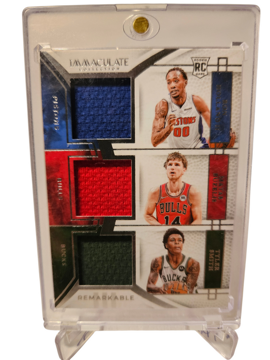 2024-25 Panini Immaculate #RJT-GLG Ron Holland II/Matas Buzelis/Tyler Smith Rookie Card Triple Patch 02/49