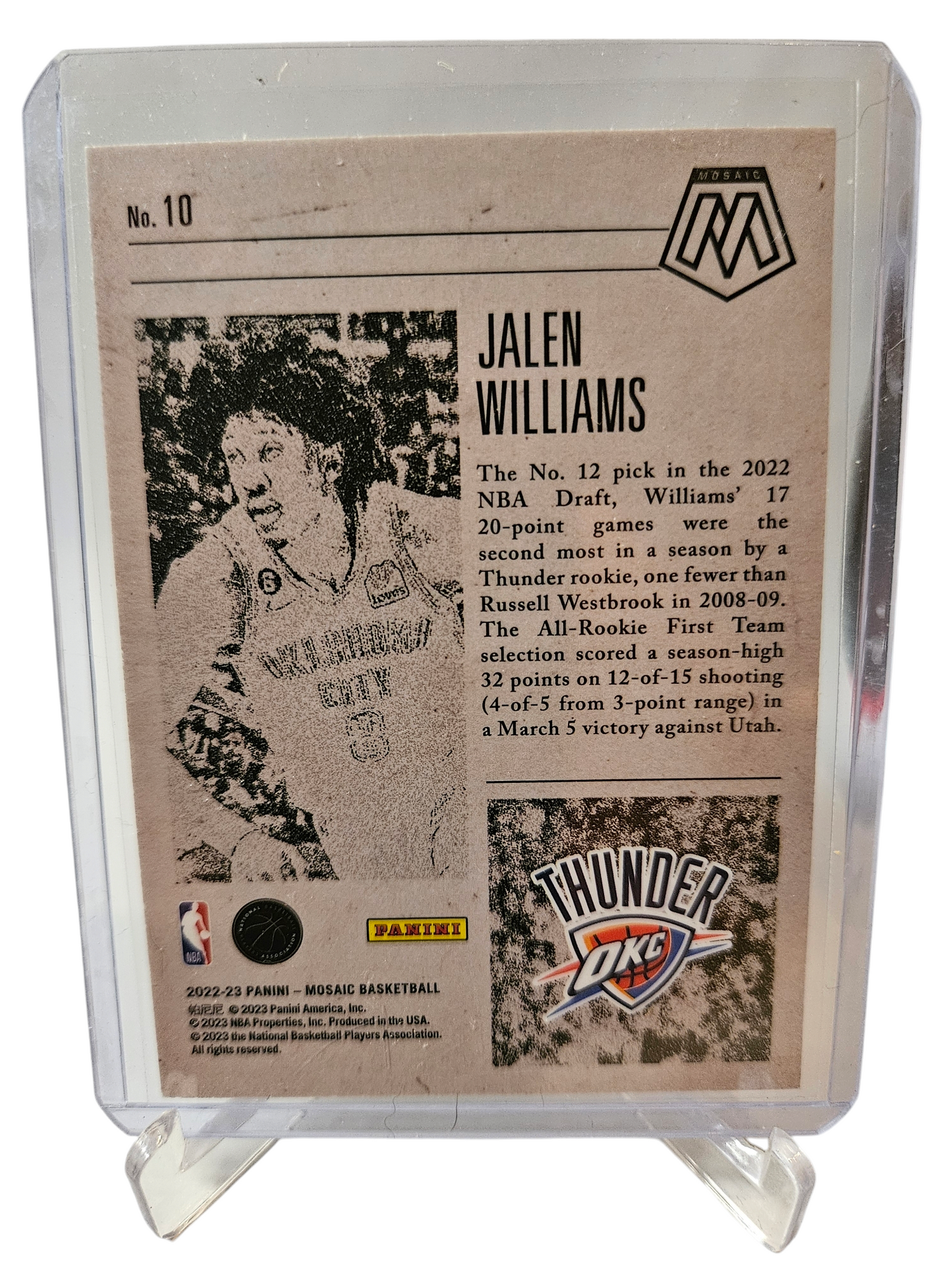 2022-23 Panini Mosaic #10 Jalen Williams Rookie Card Notoriety