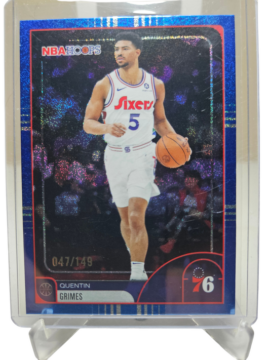 2025-26 Topps Hoops #54 Quentin Grimes Blue Pixel Burst 047/149