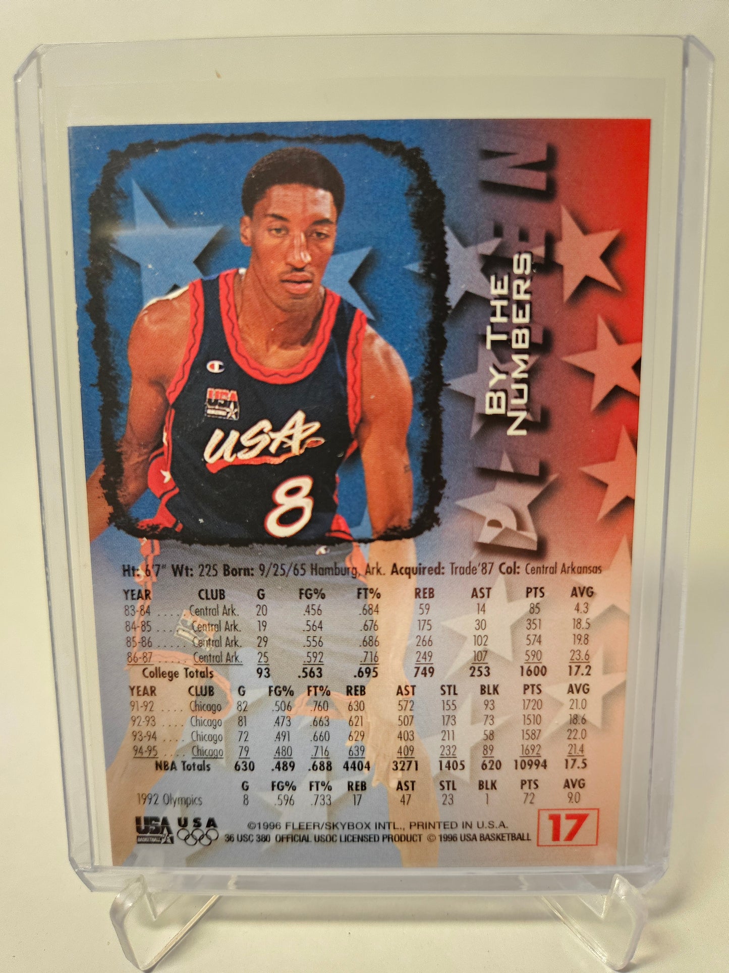 1996 Special Fleer Issue #17 Scottie Pippen By The Numbers USA Basketball