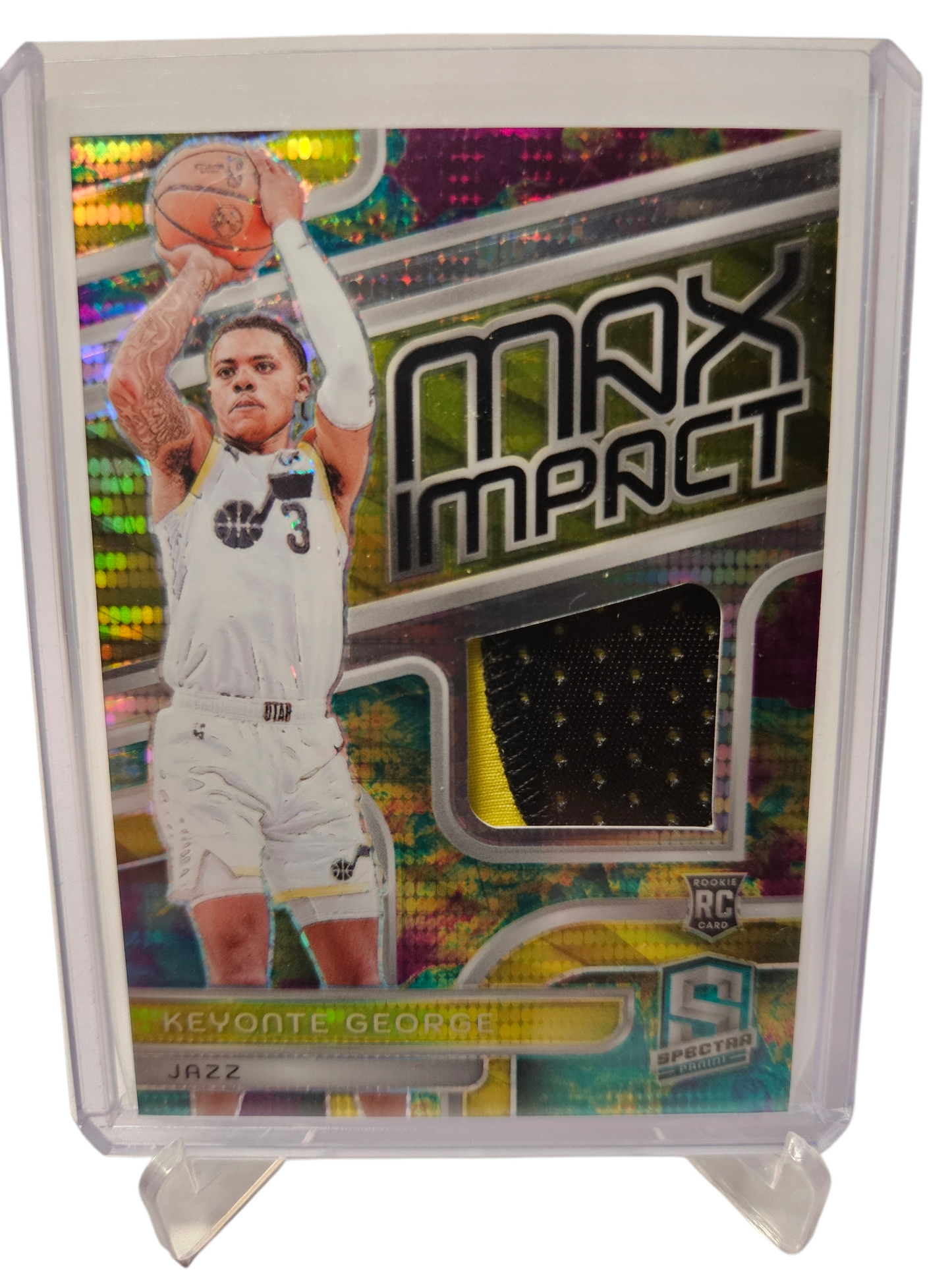 2023-24 Panini Spectra #MI-KGE Keyonte George Max Impact Patch Pulsar Prizm 82/99