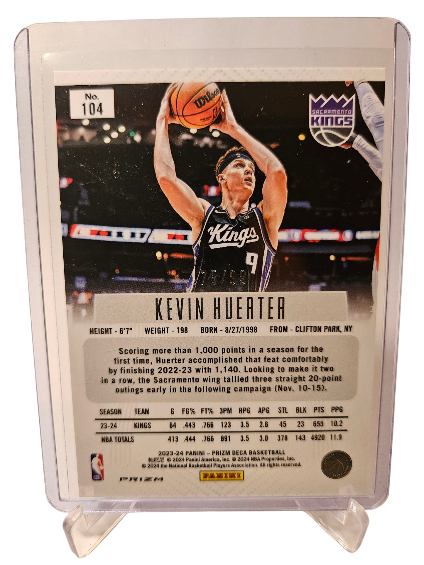 2023-24 Prizm Deca #104 Kevin Huerter Purple Prizm 75/99