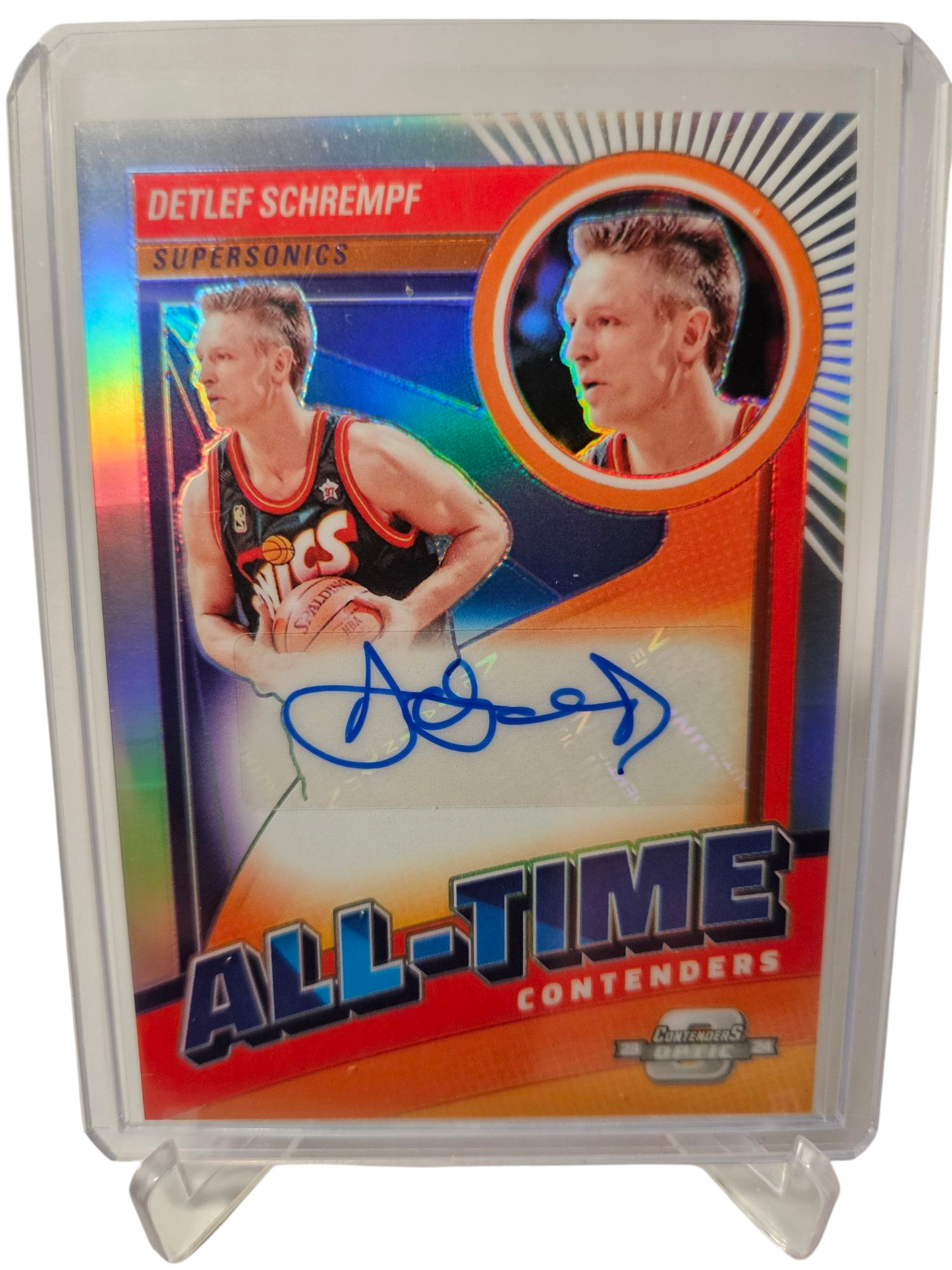 2024-24 Panini Contenders Optic #AA-DSS Detlef Schrempf All-Time Contenders Silver Holo Autograph 124/125