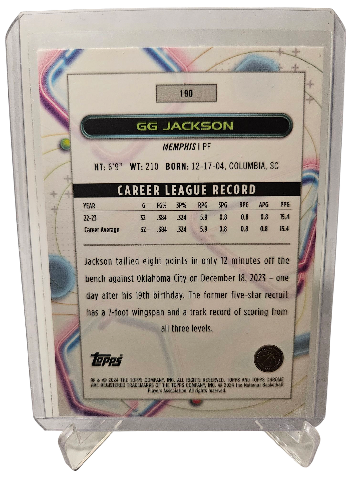 2023-24 Topps Chrome Cosmic #190 GG Jackson II Rookie Card