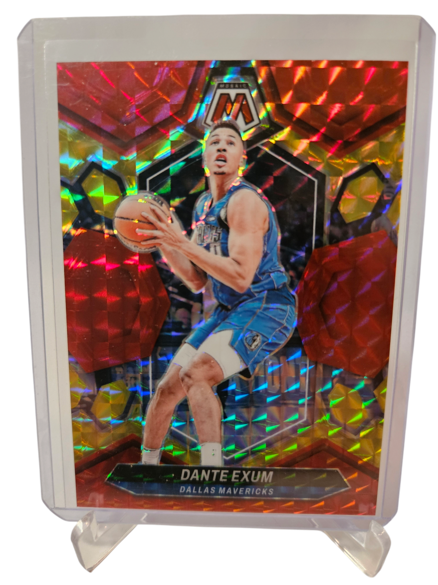 2023-24 Panini Mosaic Choice #146 Dante Exum Yellow Red Mosaic Prizm 67/75