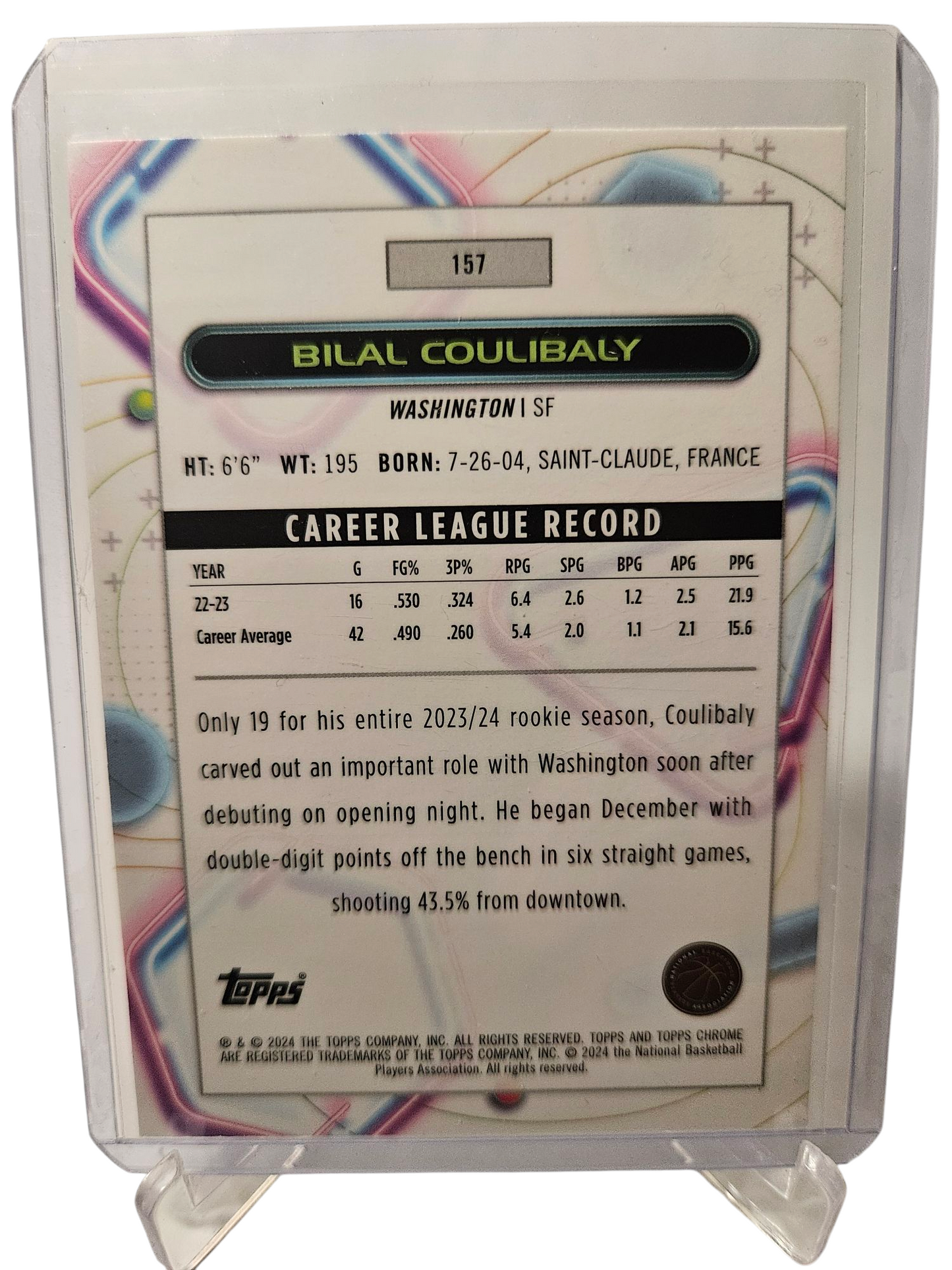 2023-24 Topps Chrome Cosmic #157 Bilal Coulibaly Rookie Card