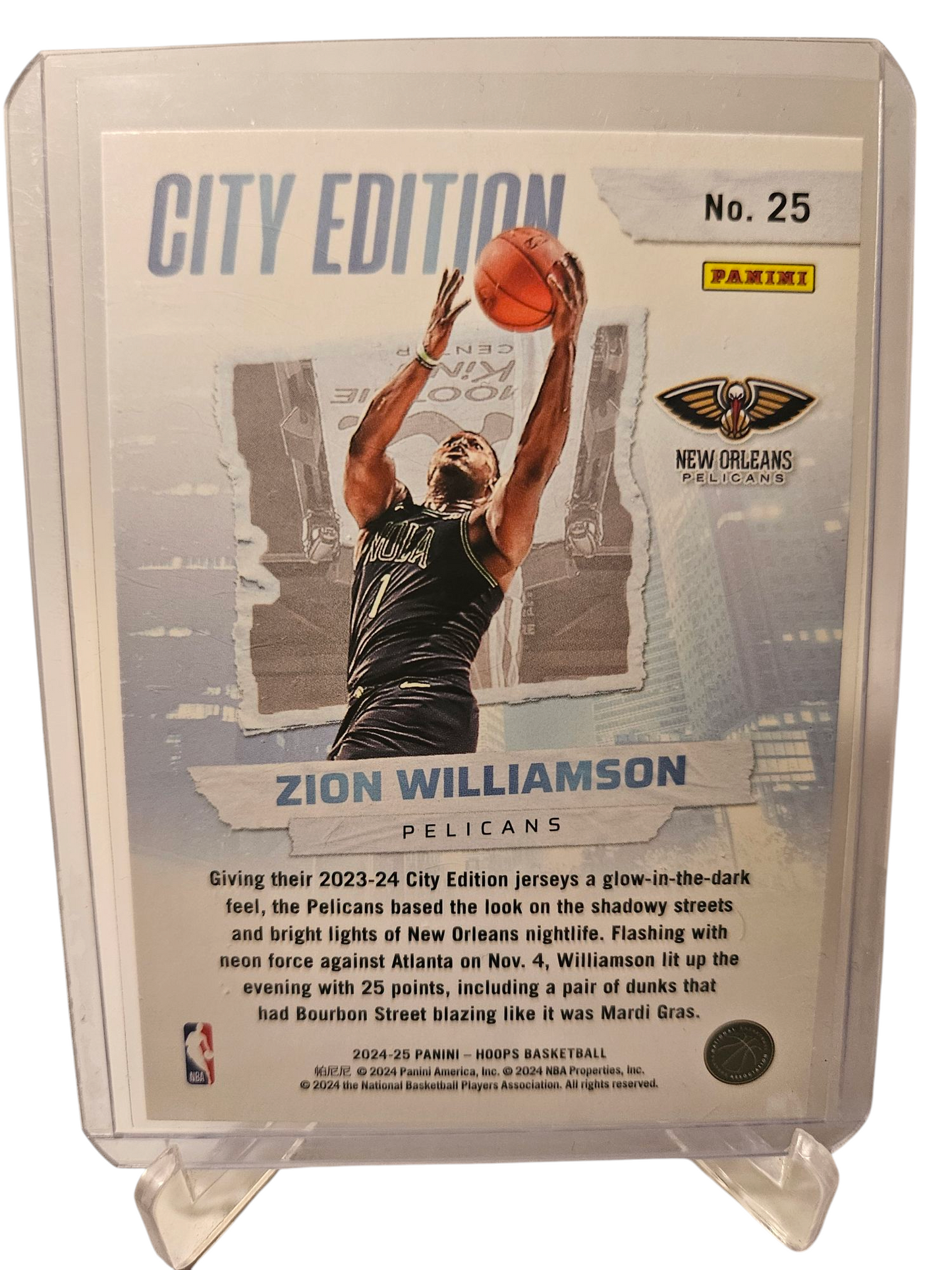 2024-25 Panini Hoops #25 Zion Williamson City Edition