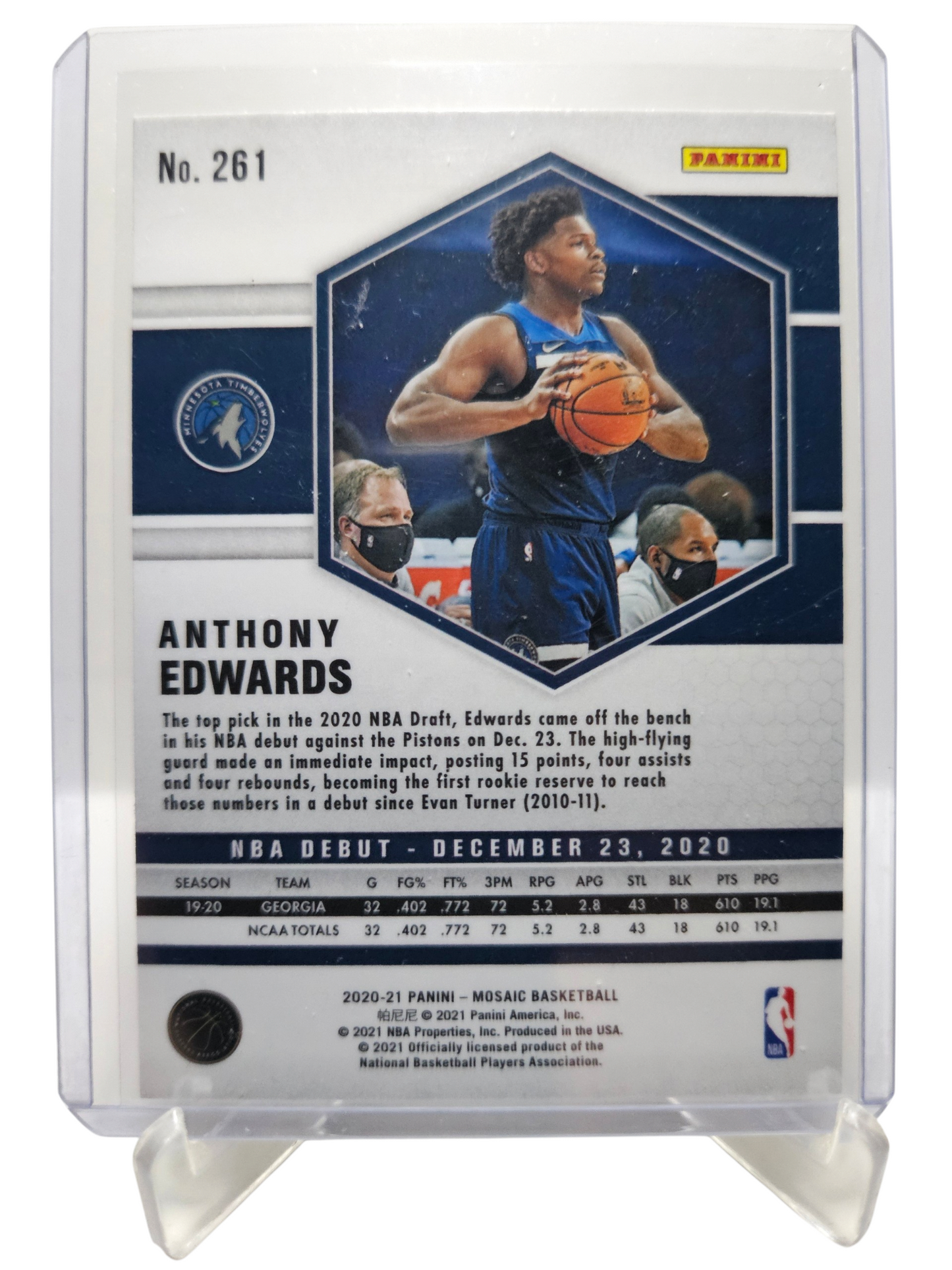 2020-21 Panini Mosaic #261 Anthony Edwards Rookie Card NBA Debut