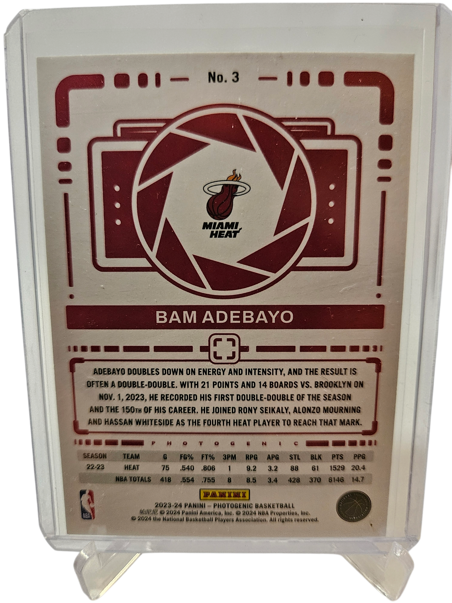 2023-24 Panini Photogenic #3 Bam Adebayo