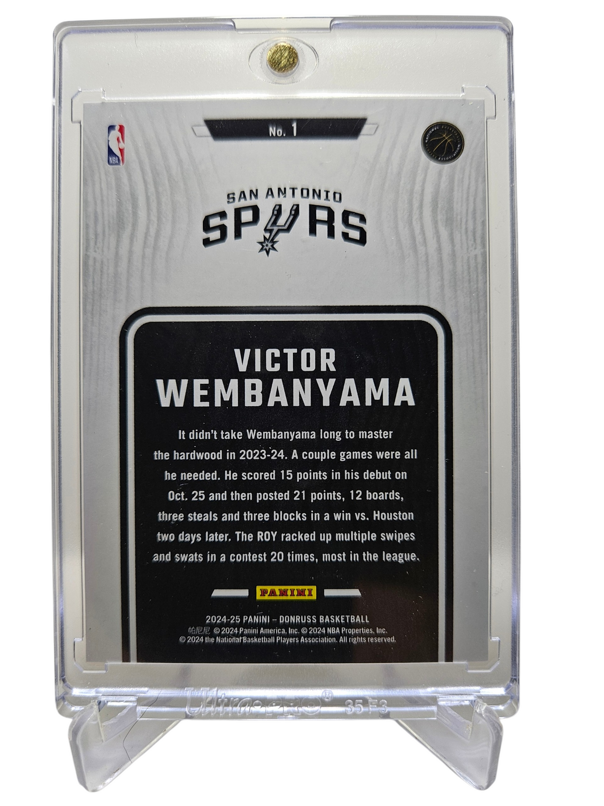2024-25 Panini Donruss #1 Victor Wembanyama Hardwood Masters Silver Holo Laser 16/99