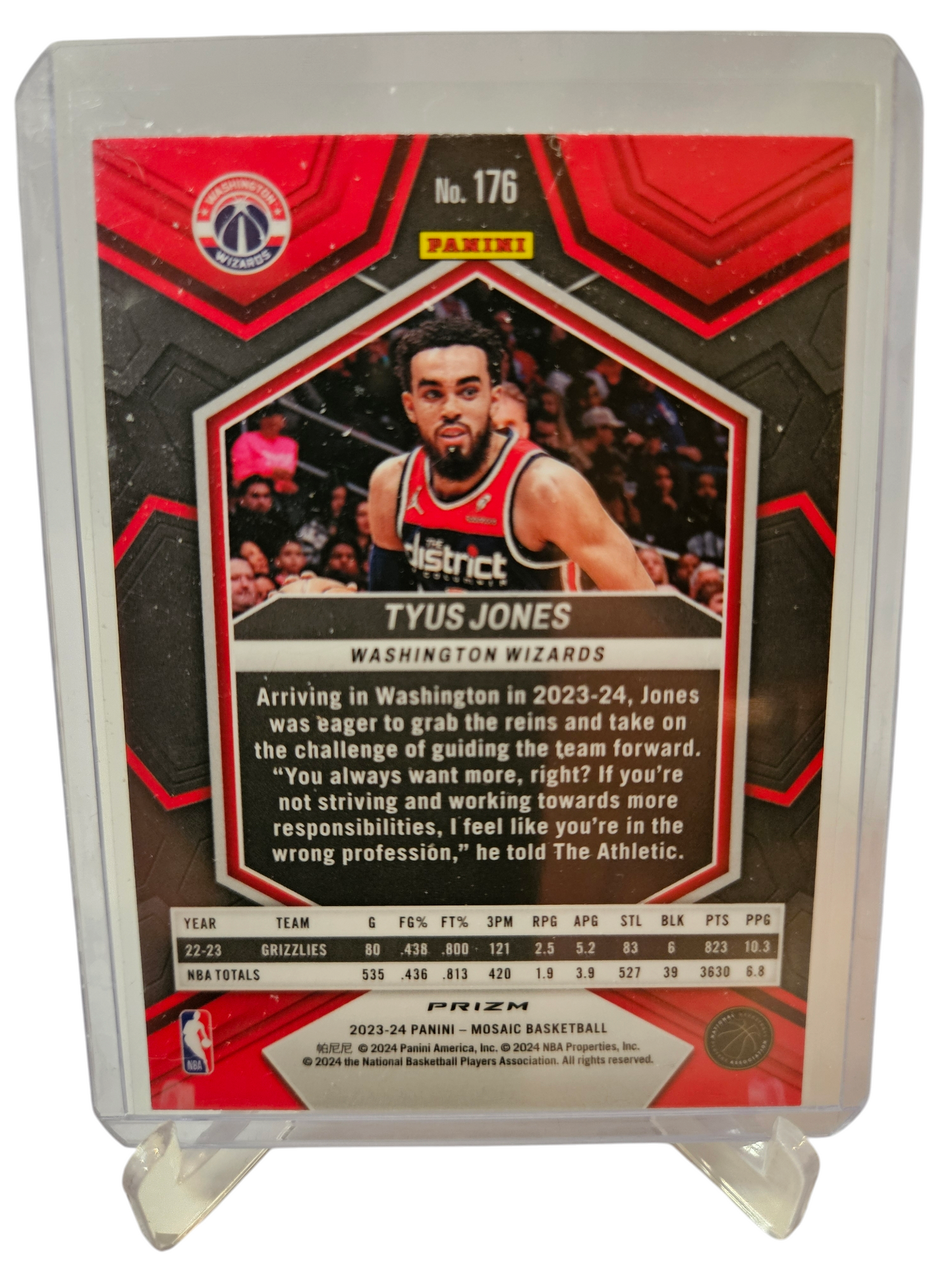 2023-24 Panini Mosaic #176 Tyus Jones Red Mosaic Prizm