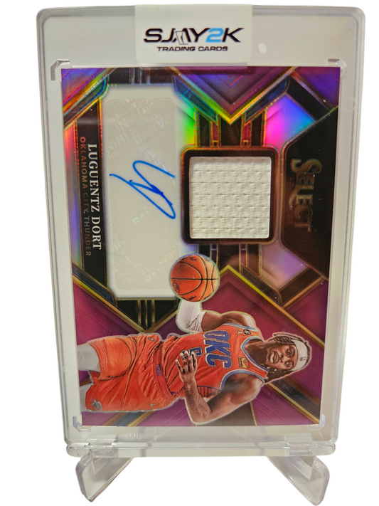 2022-23 Panini Select #AM-LDR Luguentz Dort Game Worn Patch Autograph Purple Prizm 07/99