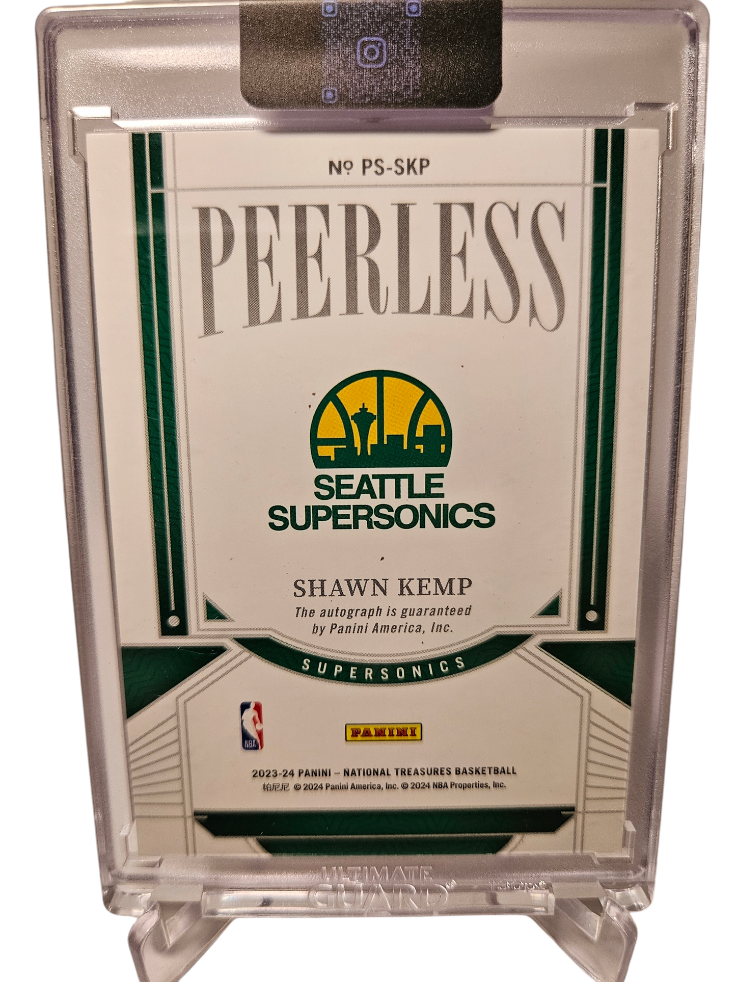 2023-24 Panini National Treasures #PS-SKP Shawn Kemp Peerless On Card Autograph 13/25