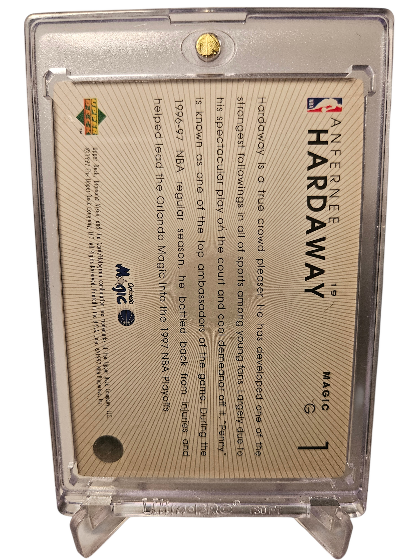 1997 Upper Deck #19 Anfernee Hardaway Diamond Vision Signature Moves Holographic Card