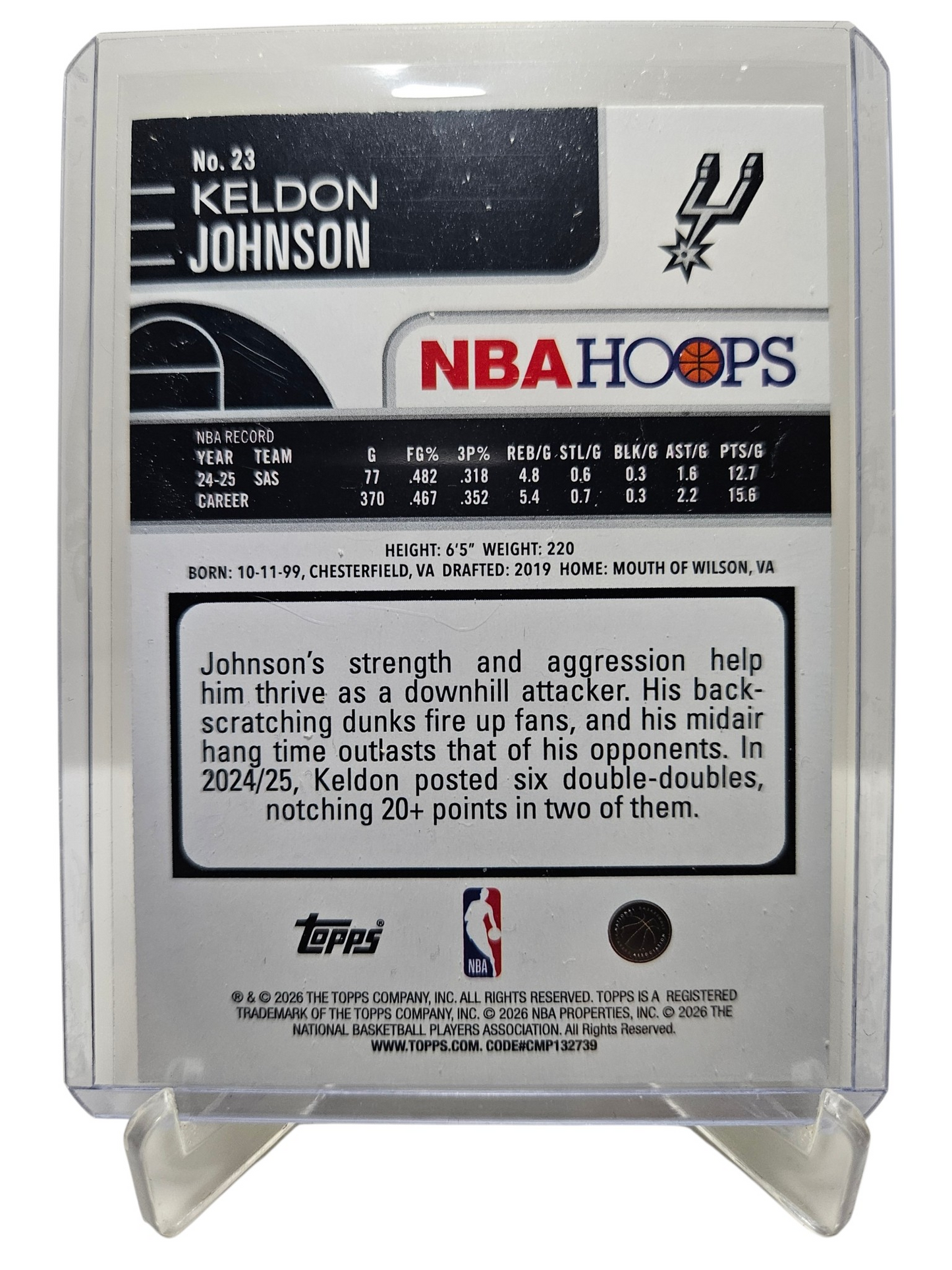 2025-26 Topps Hoops #23 Keldon Johnson Pixel Burst