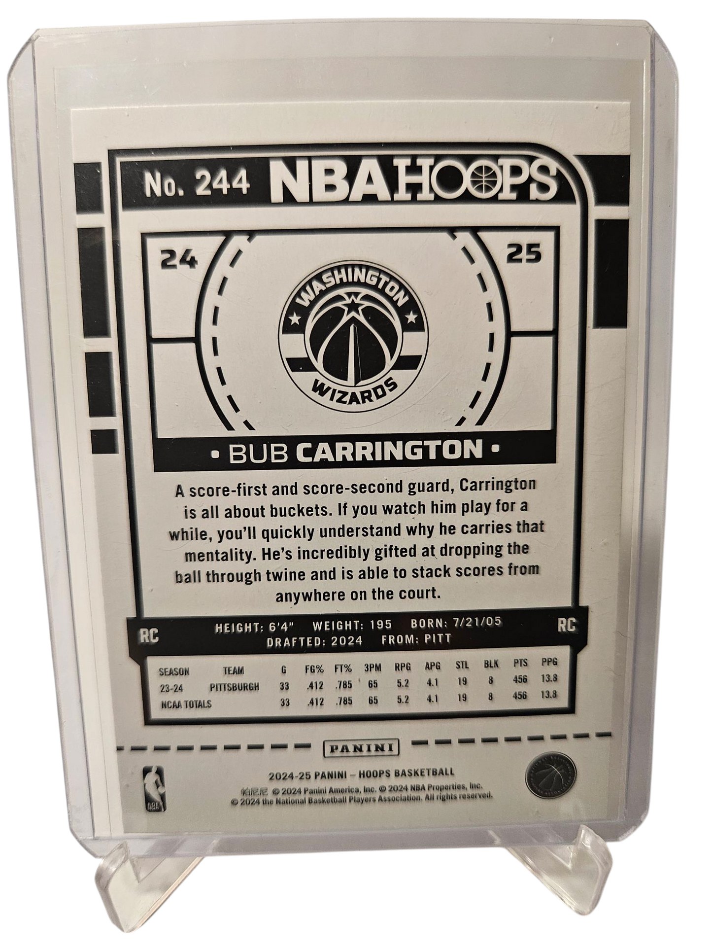 2024-25 Panini Hoops #244 Bub Carington Rookie Card