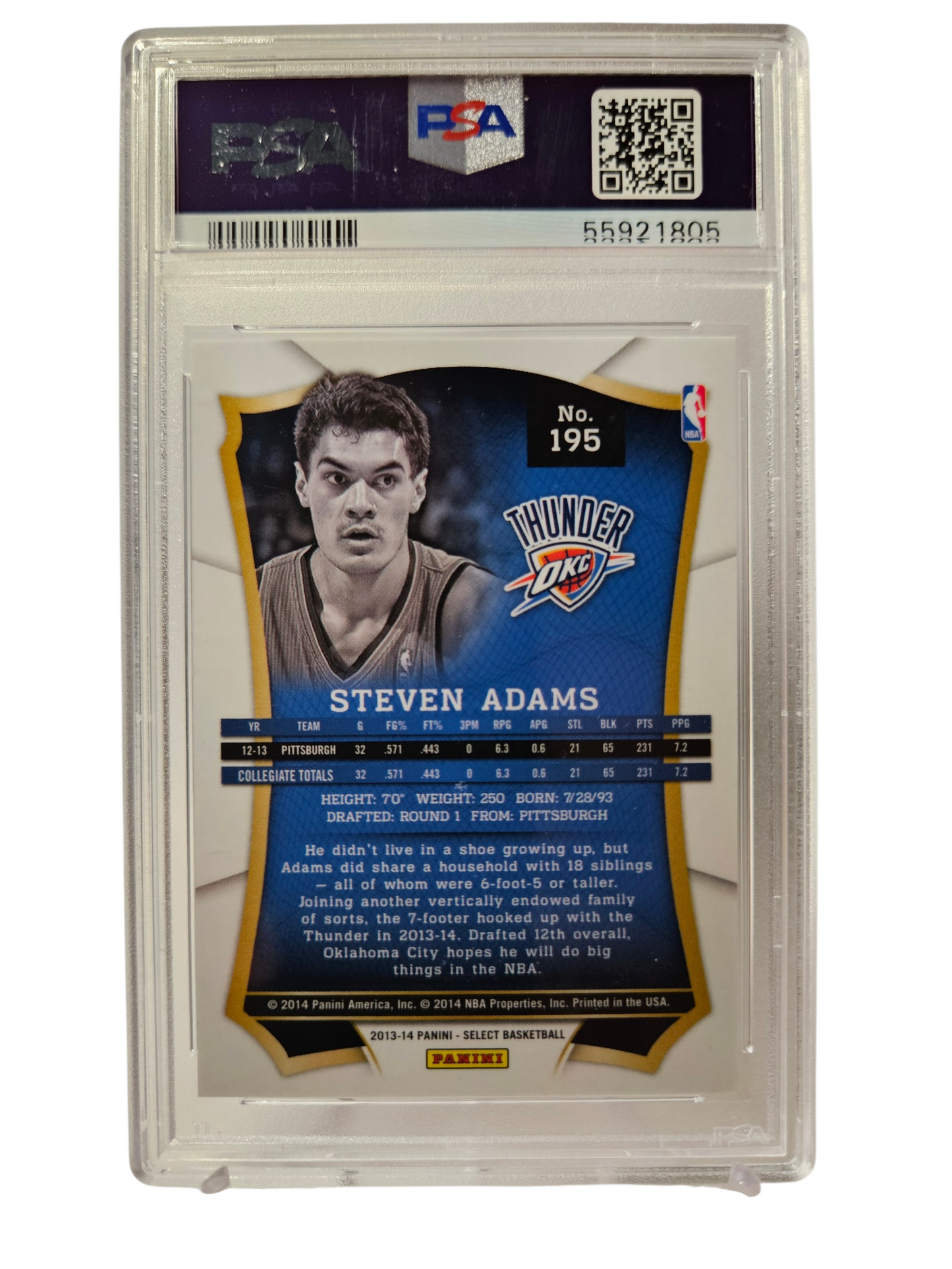 2013 Panini Select #195 Steven Adams Rookie Card PSA 10 Gem Mint