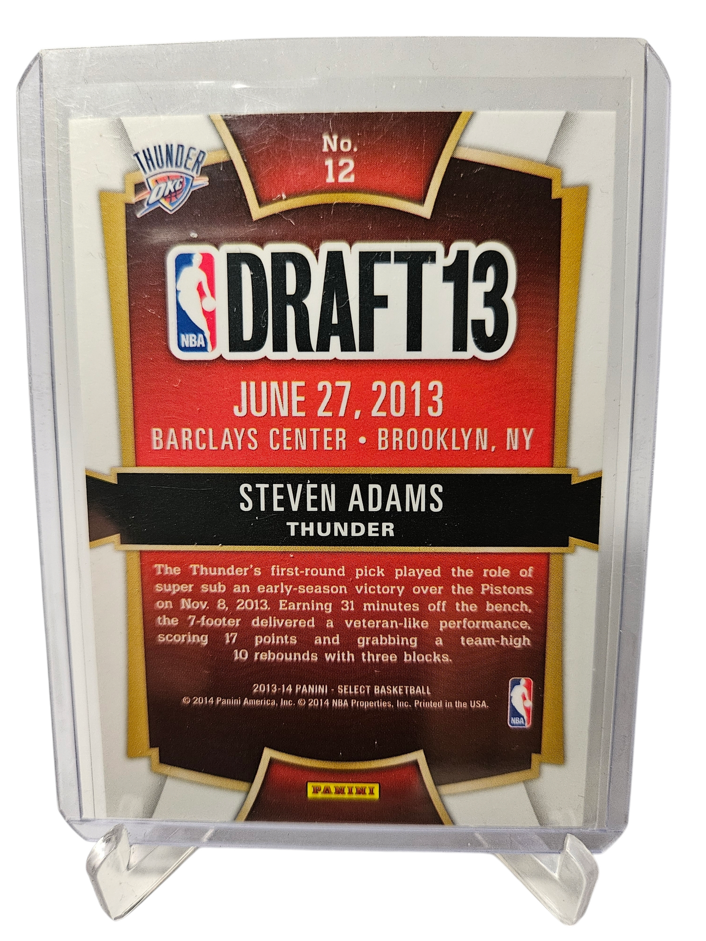 2013-14 Panini Select #12 Steven Adams Draft Selections Rookie Card