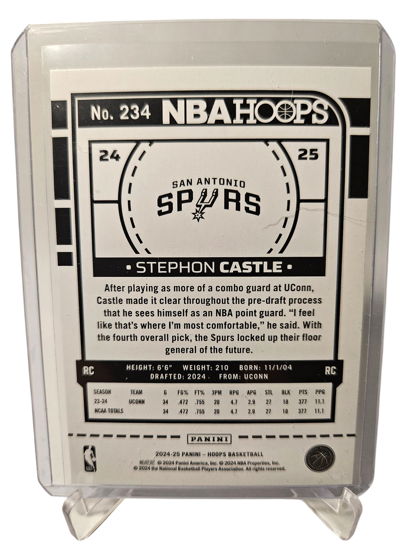 2024-25 Panini Hoops #234 Stephon Castle Rookie Card