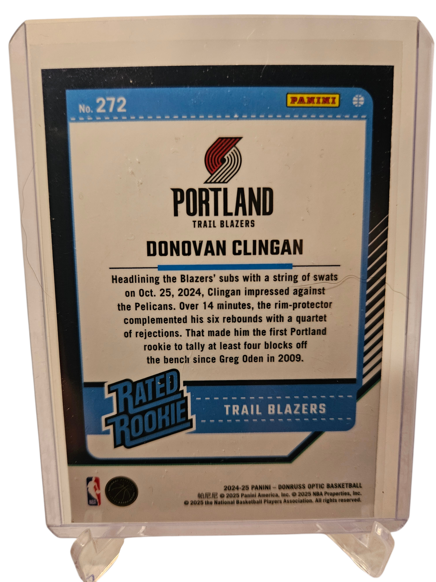 2024-25 Panini Donruss Optic #272 Donovan Clingan Rated Rookie