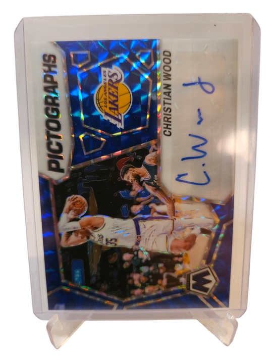 2023-24 Panini Prizm #PM-WOO Christian Wood Pictographs Autograph Blue 18/49