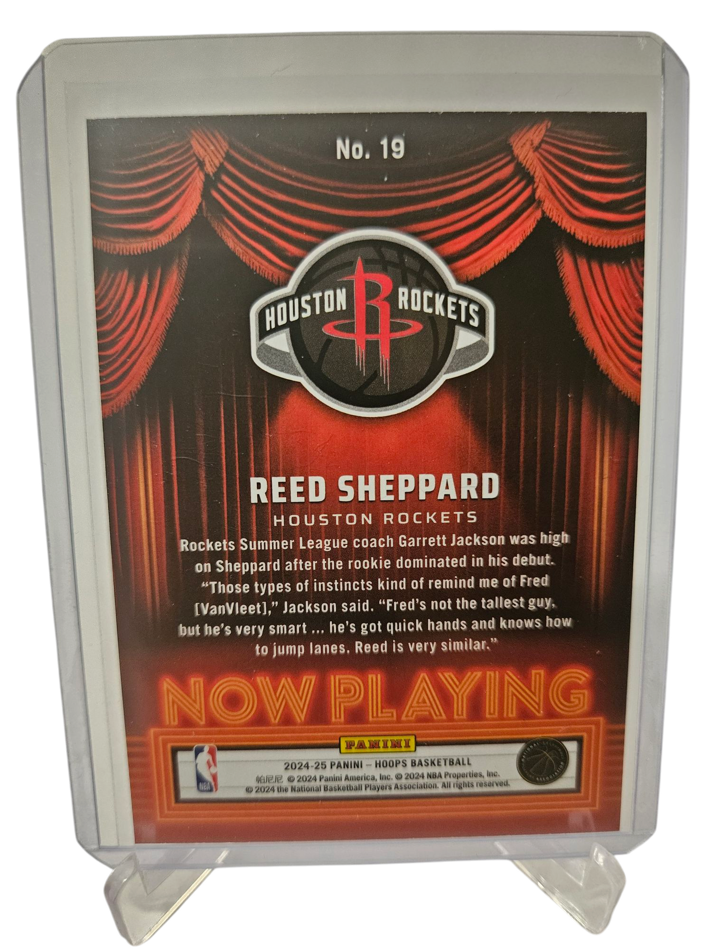 2024-25 Panini Hoops #19 Reed Sheppard Rookie Card Now Playing