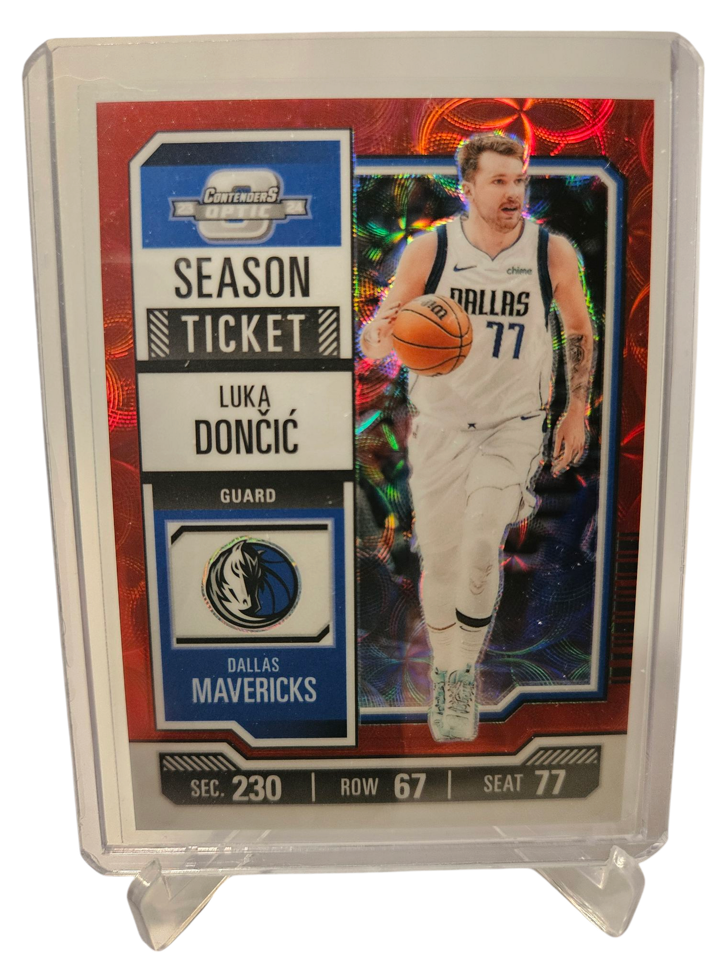 2023-24 Panini Contenders Optic #43 Luka Doncic Season Ticket Red Scope SP