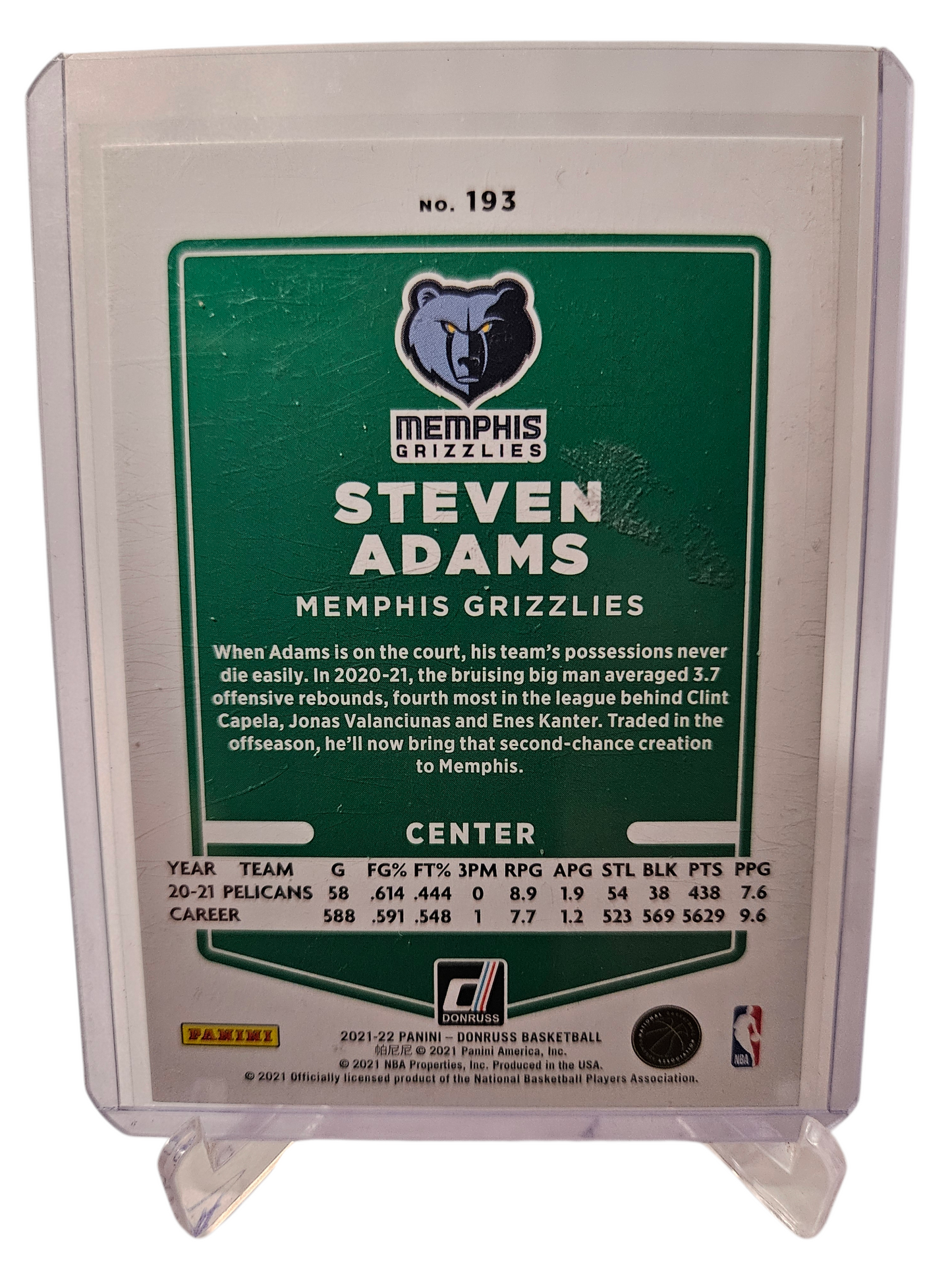 2021-22 Panini Donruss #193 Steven Adams Blue Choice Mojo Prizm 24/49