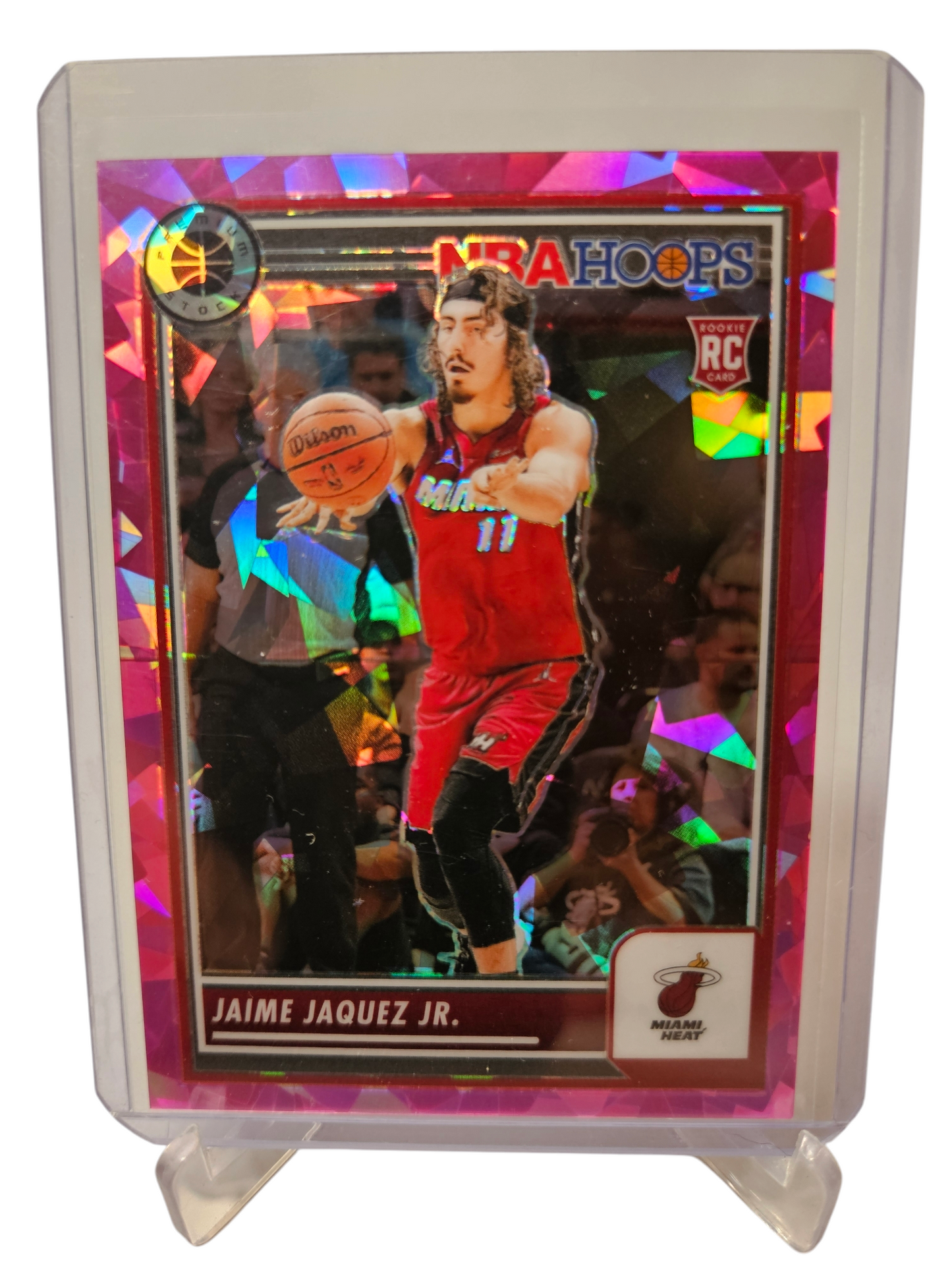 2023-24 Panini Hoops Premium Stock #51 Jamie Jaquez JR Rookie Card Pink Cracked Ice Prizm 34/35