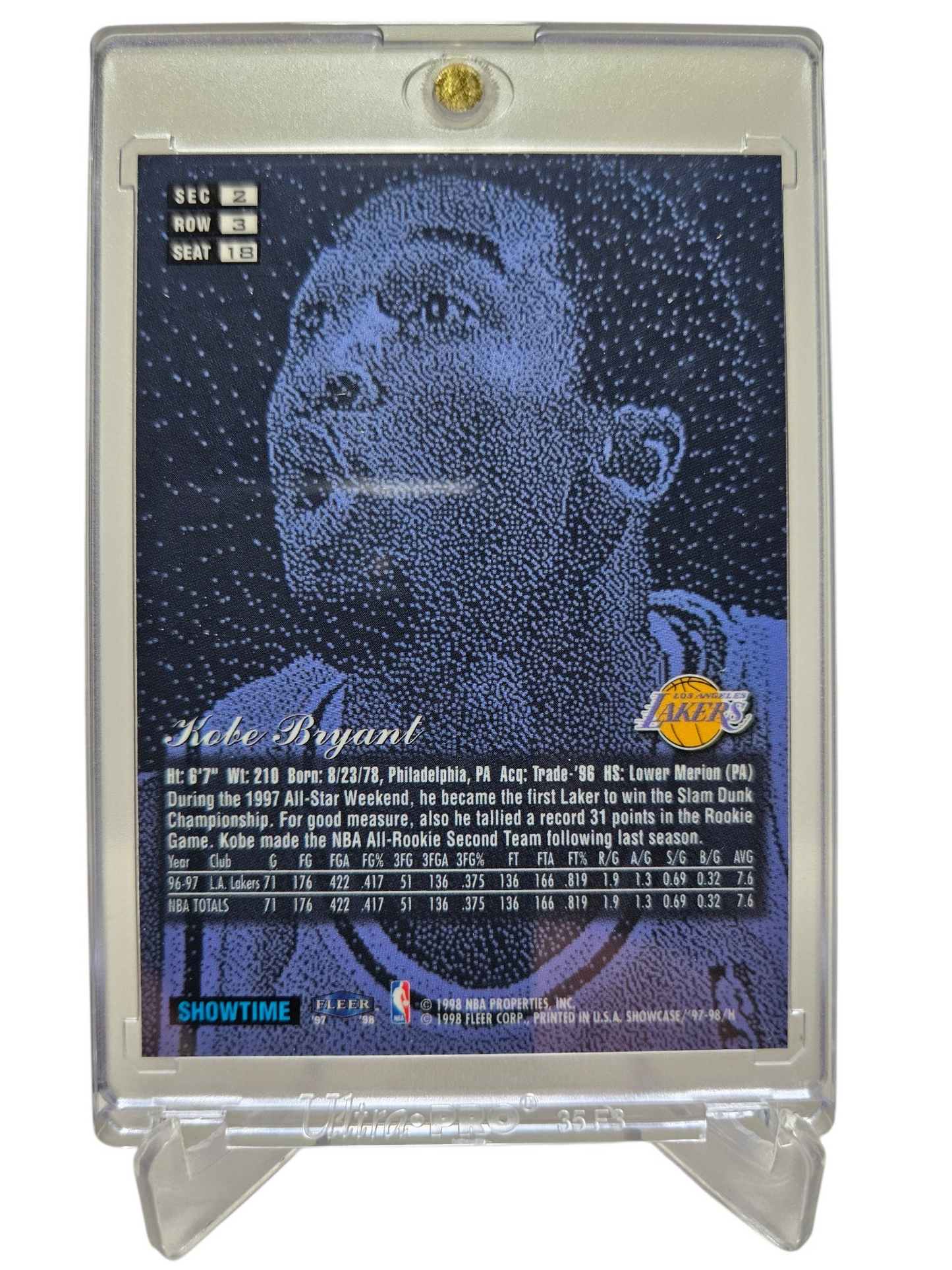 1997-98 Flair Showcase #Sec2 Row3 Seat18 Kobe Bryant Showcase Refractor