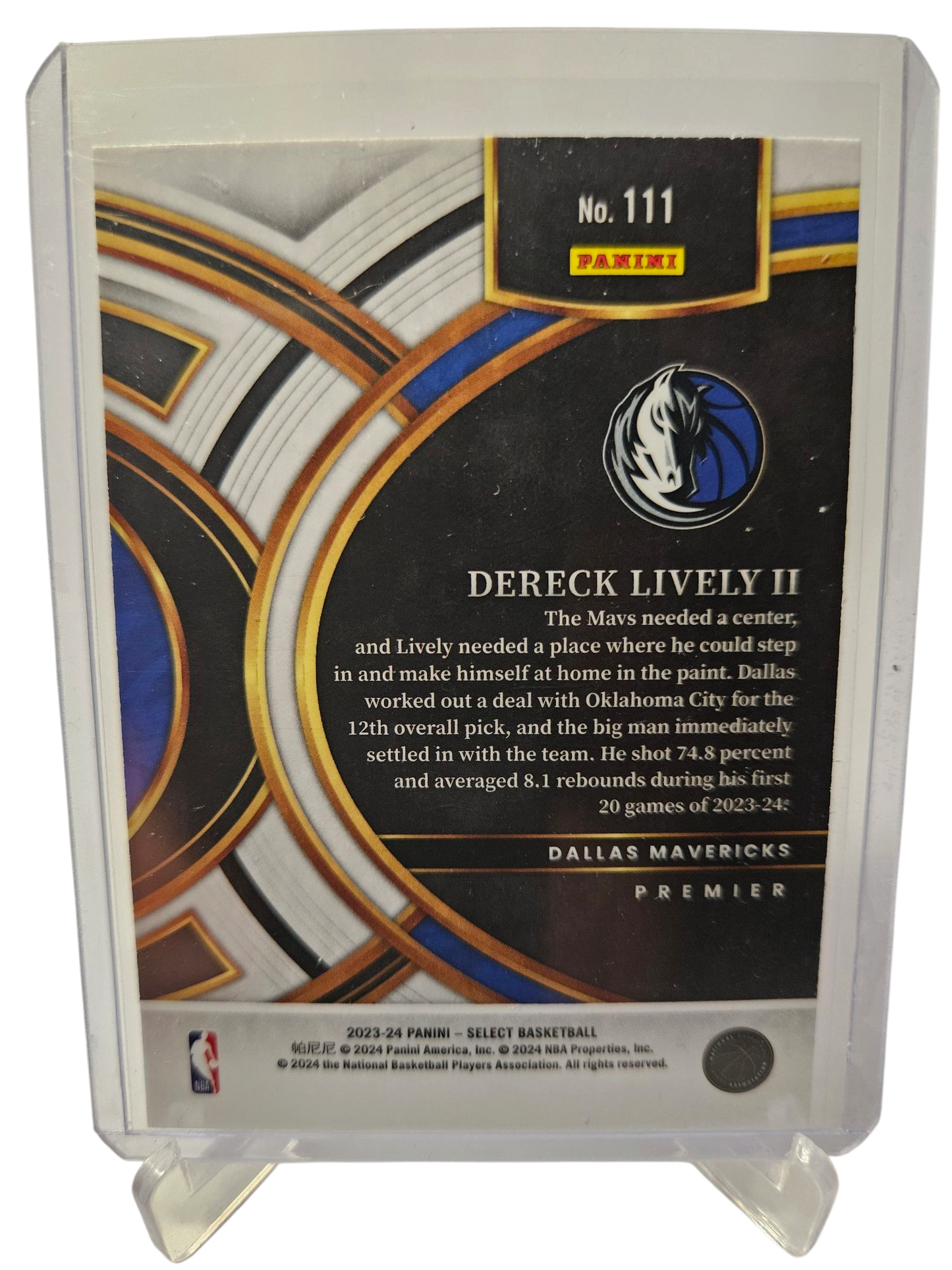 2023-24 Panini Select #111 Dereck Lively II Rookie Card Premier Level