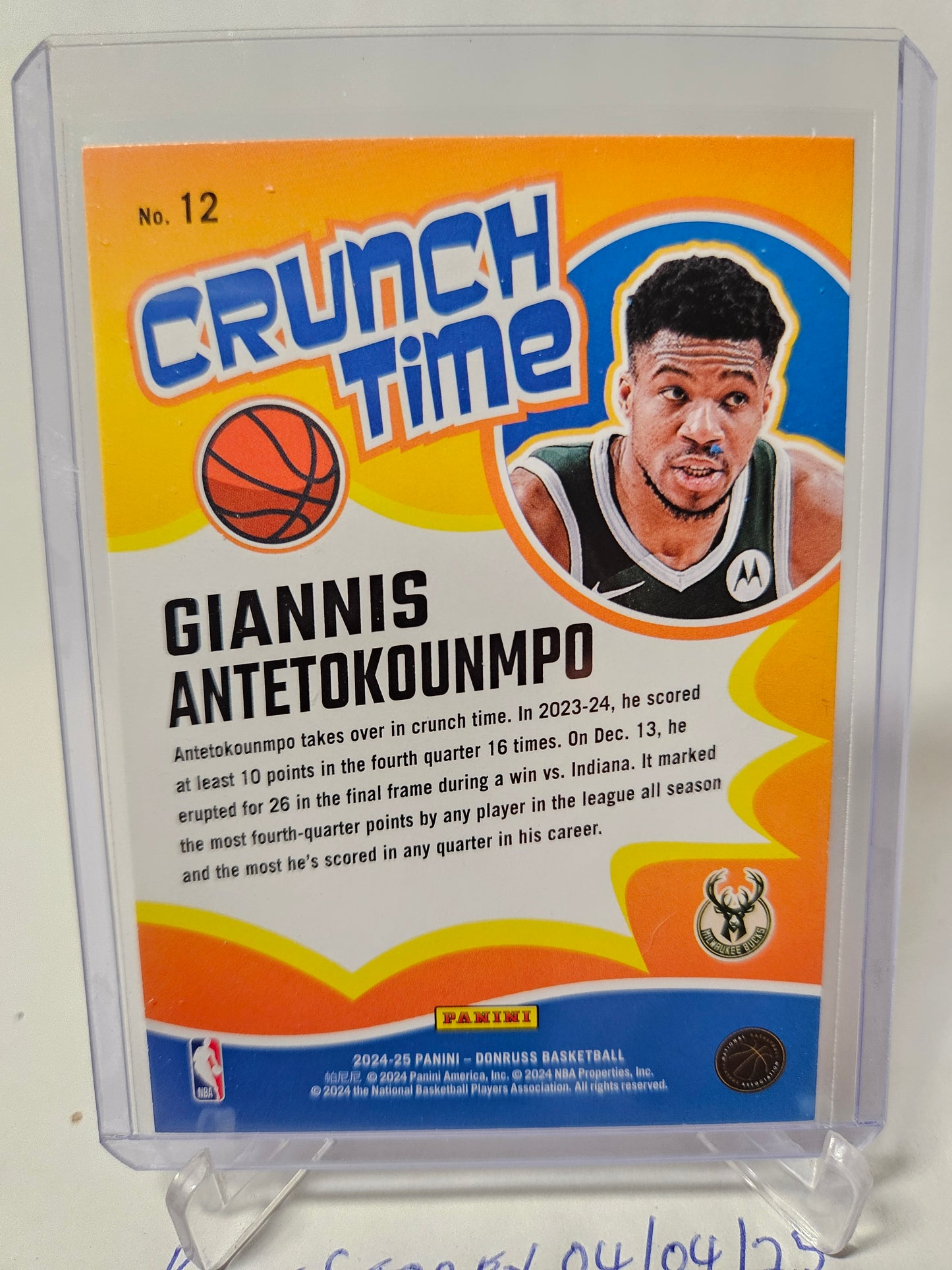 2024-25 Panini Donruss #12 Giannis Antetokounmpo Crunch Time Gold Press Proof