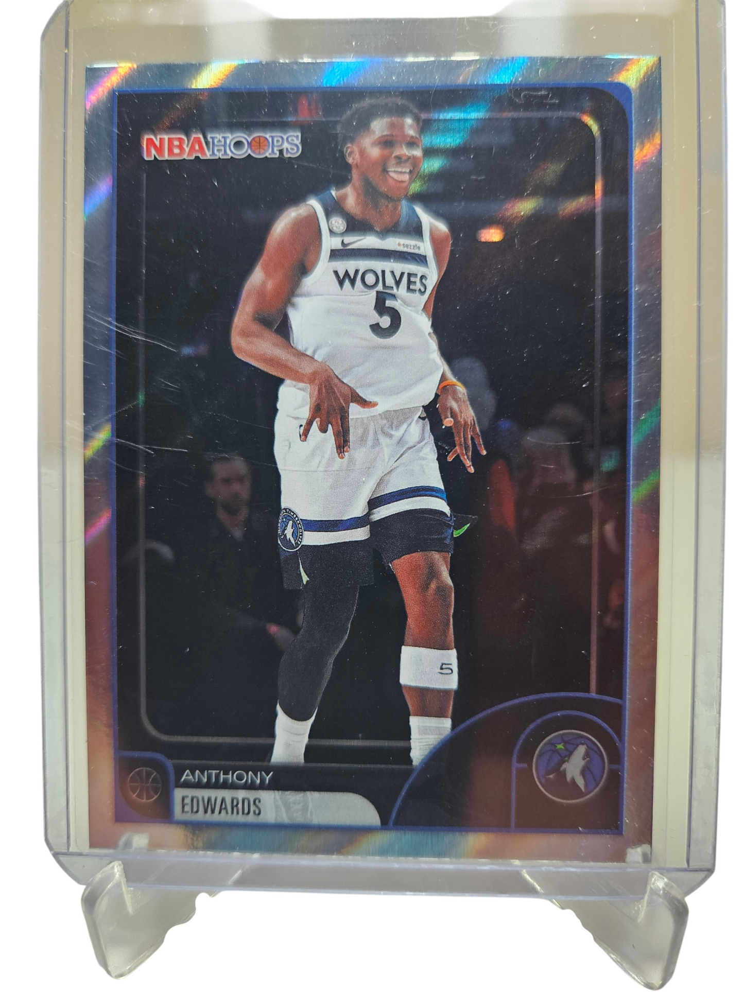 2025-26 Topps Hoops #195 Anthony Edwards Rainbow Foil
