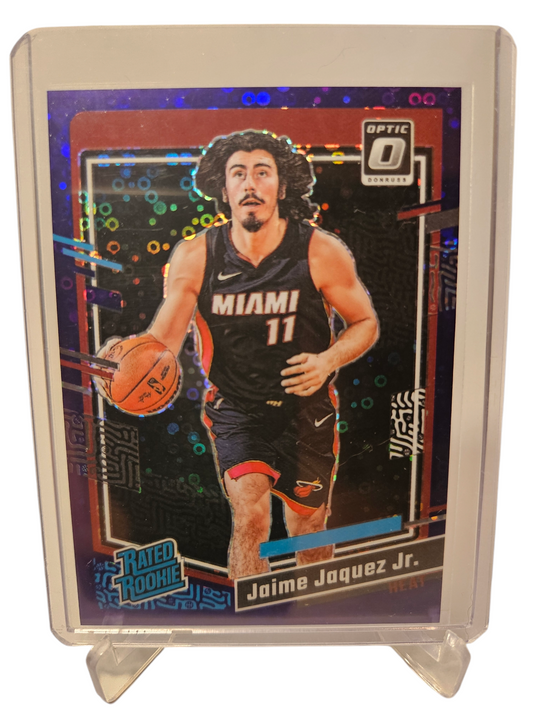 2023-24 Panini Donruss Optic #216 Jamie Jaquez JR Rookie Card Rated Rookie Purple Fastbreak Prizm 36/99