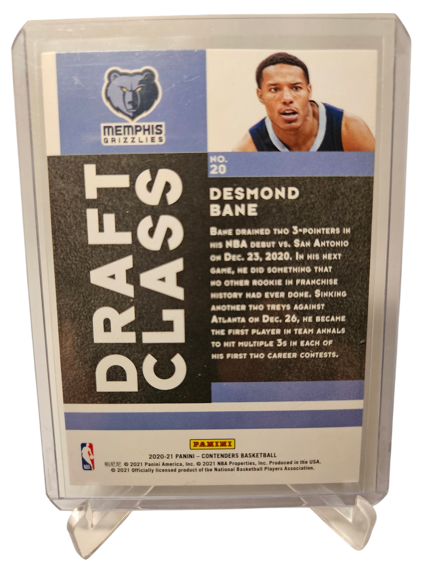 2020-21 Panini Contenders #20 Desmond Bane Rookie Card Draft Class