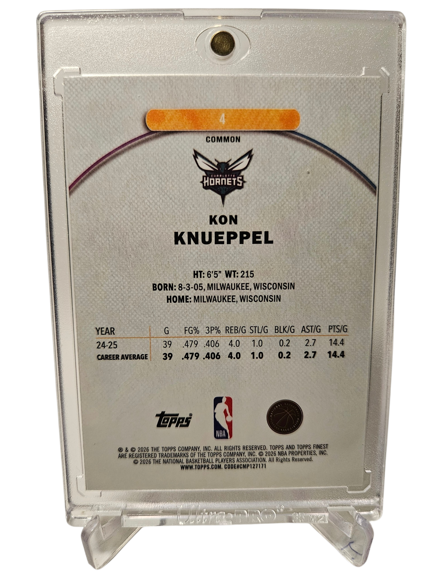 2025 Topps Finest #4 Kon Knueppel Rookie Card Common