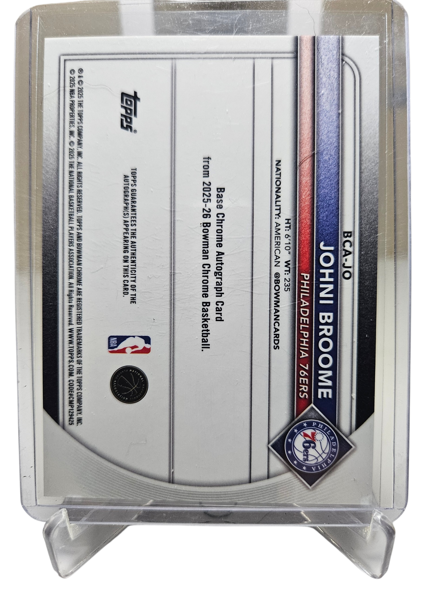 2025-26 Topps Bowman #BCA-JO John Broome Rookie Card Autograph