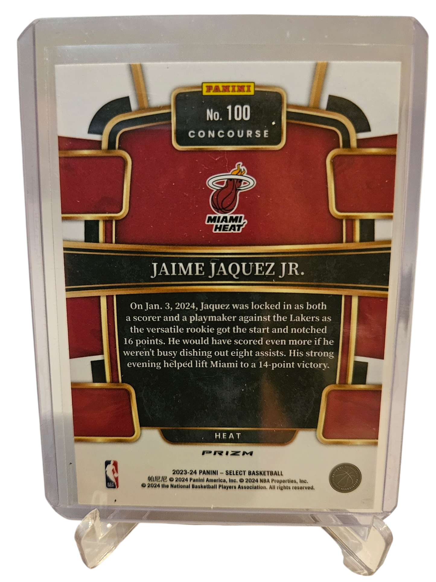 2023-24 Panini Select #100 Jamie Jaquez JR Rookie Card Tri Color Prizm